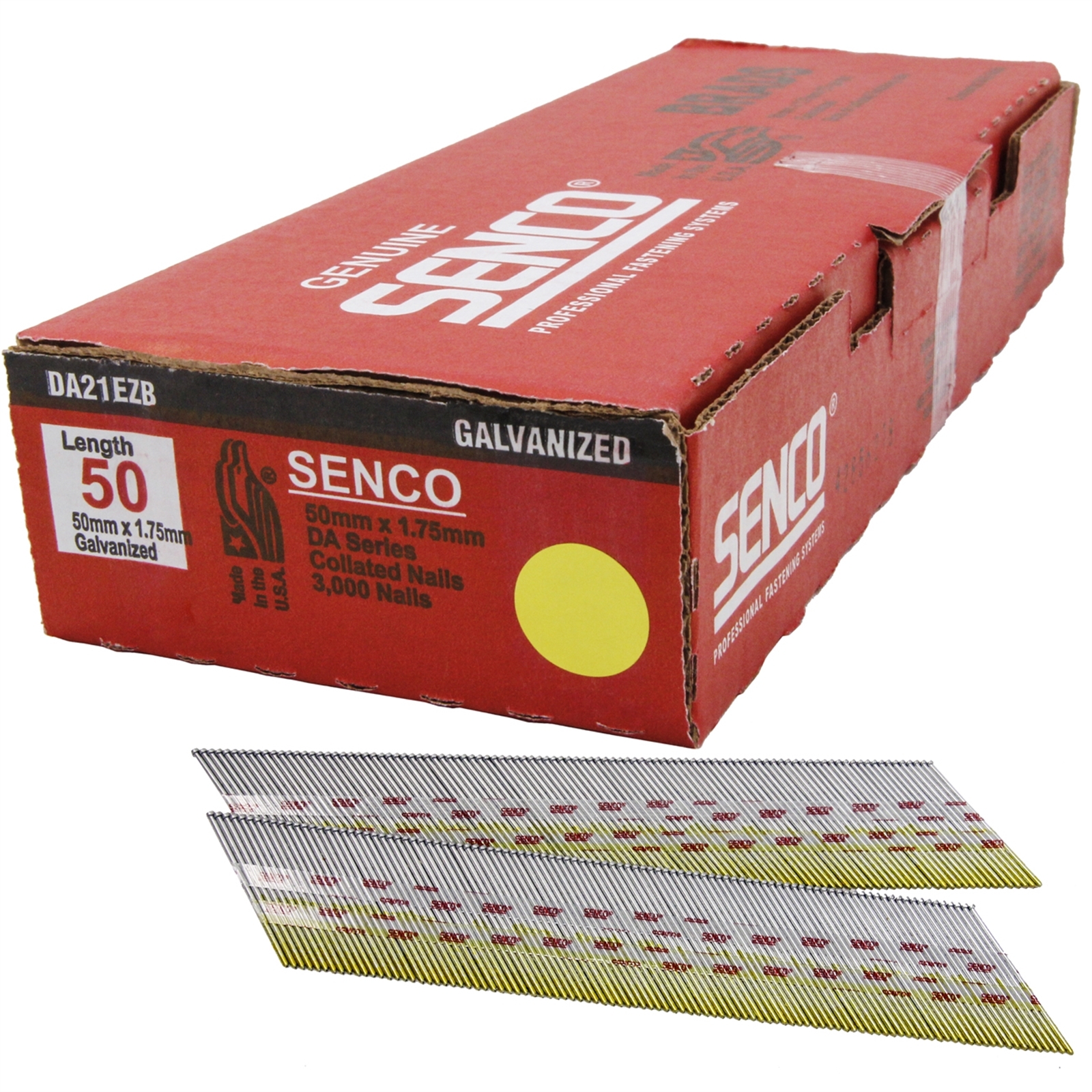 Senco 50mm x 1.75g Galvanised Collated DA Brad Nails 3000 Pack