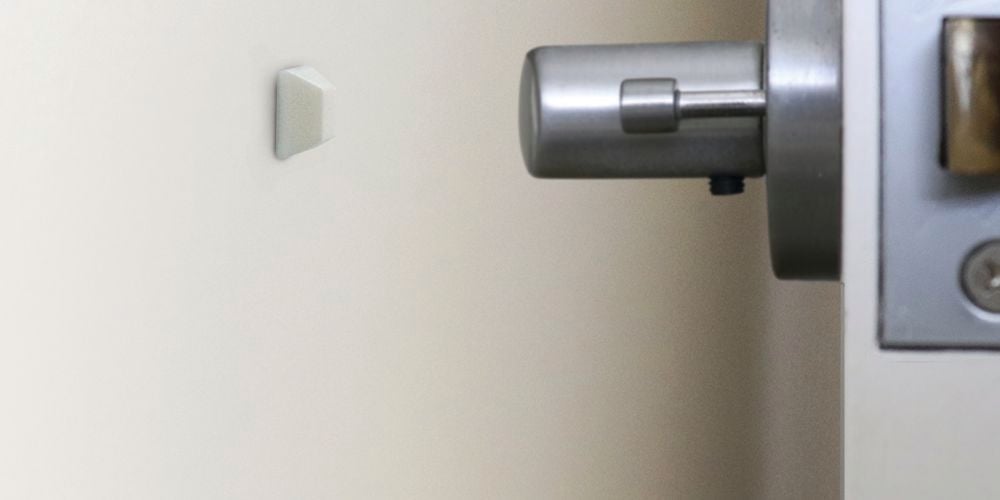 White door rubber to stop door hitting plaster