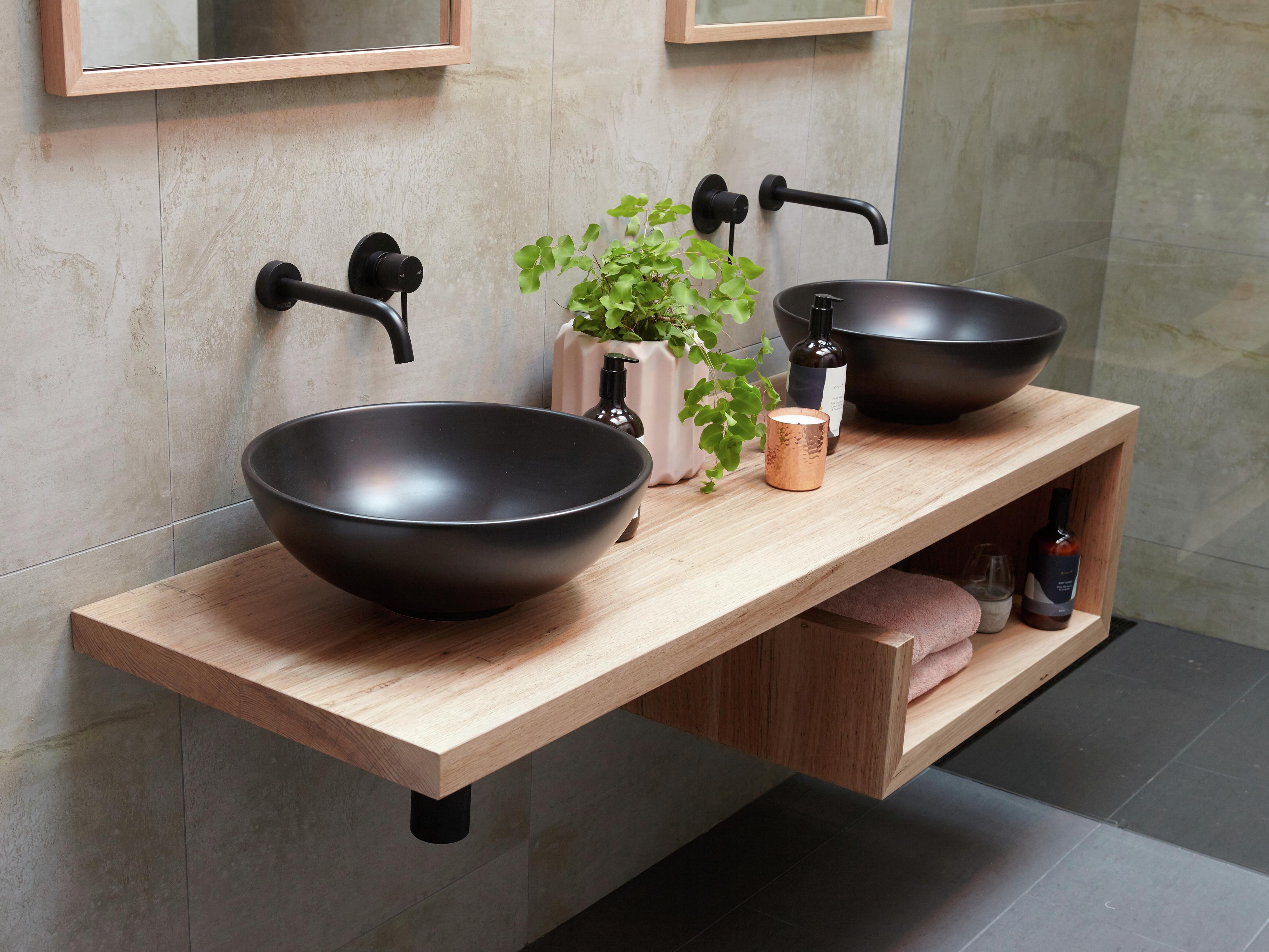 Wooden floating clearance bathroom vanity