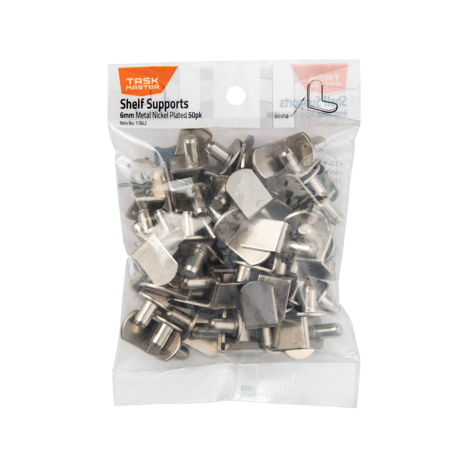 Taskmaster 6mm Nickel Plated Metal Shelf Support 50 Pack Bunnings