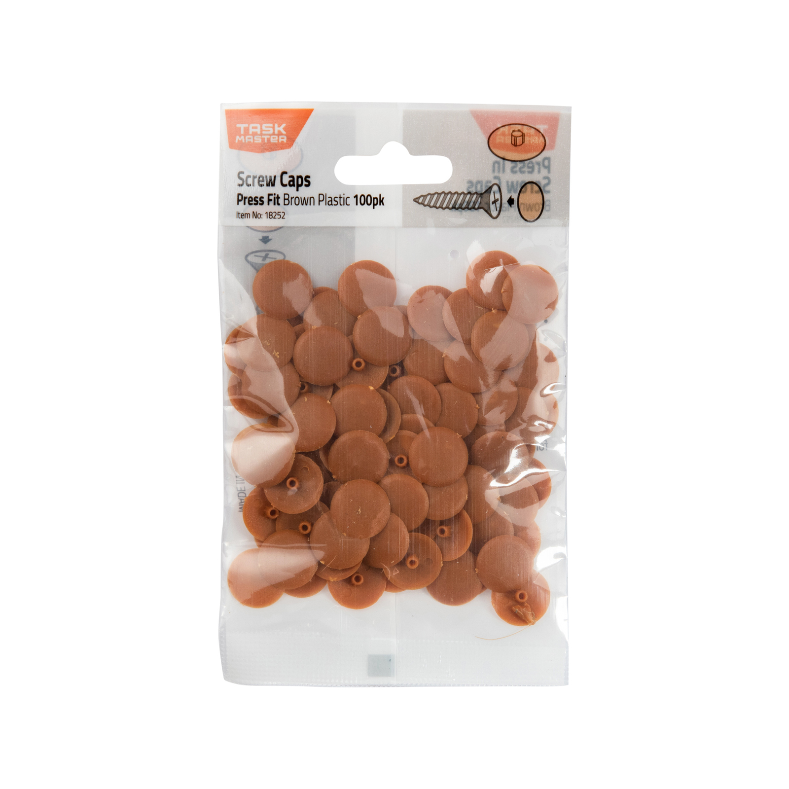 Taskmaster Brown PressIn Screw Caps 100 Pack Bunnings Australia