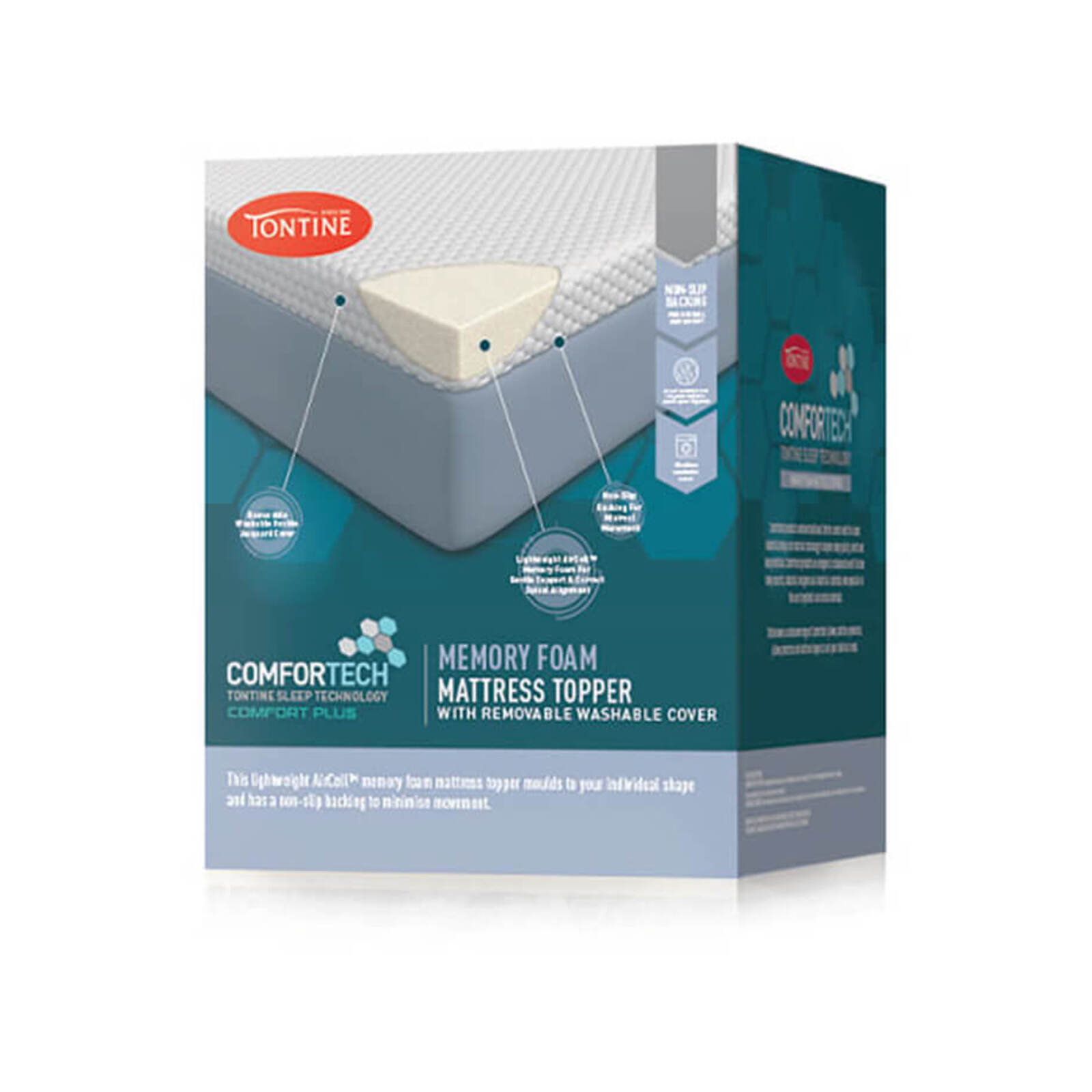 Tontine Pressure Relieving Memory Foam Mattress Topper Queen Bed