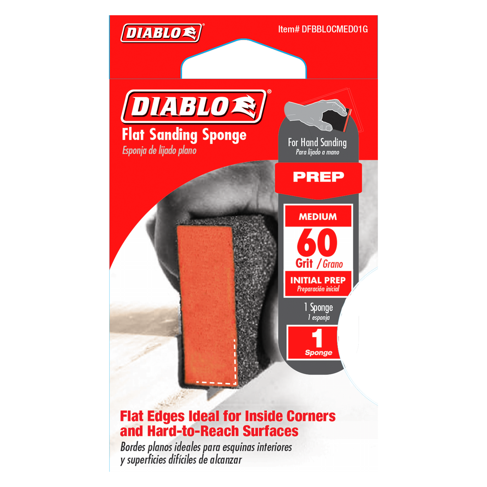 Diablo 60 Grit Preparation Flat Edge Sanding Sponge 1 Pack Bunnings