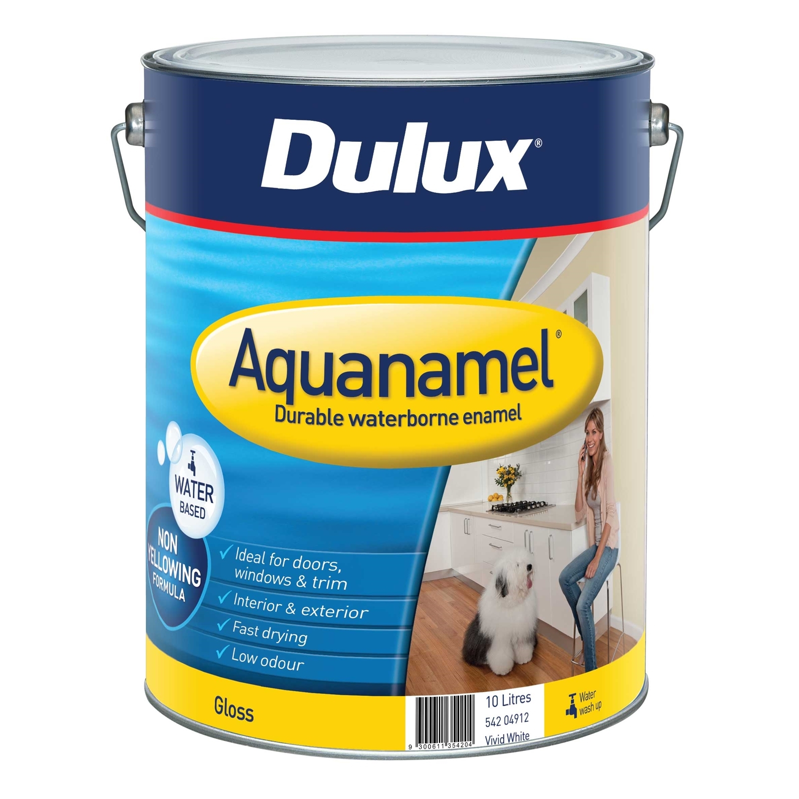 Dulux 10L Aquanamel High Gloss Vivid White Enamel Paint Bunnings