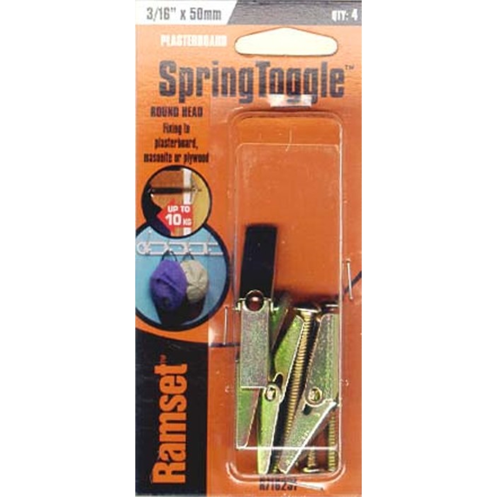 Ramset Spring Toggle Round 3/16" x 50mm 4pk Bunnings New Zealand