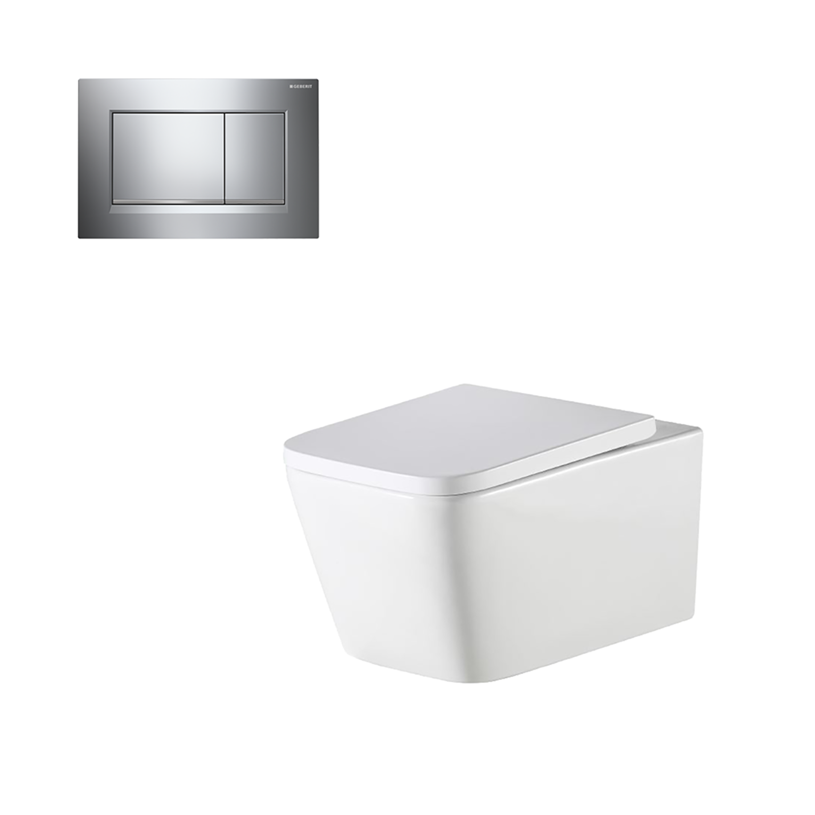 Oliveri Munich Wall Hung Toilet Suite With Chrome Square Push Plate ...