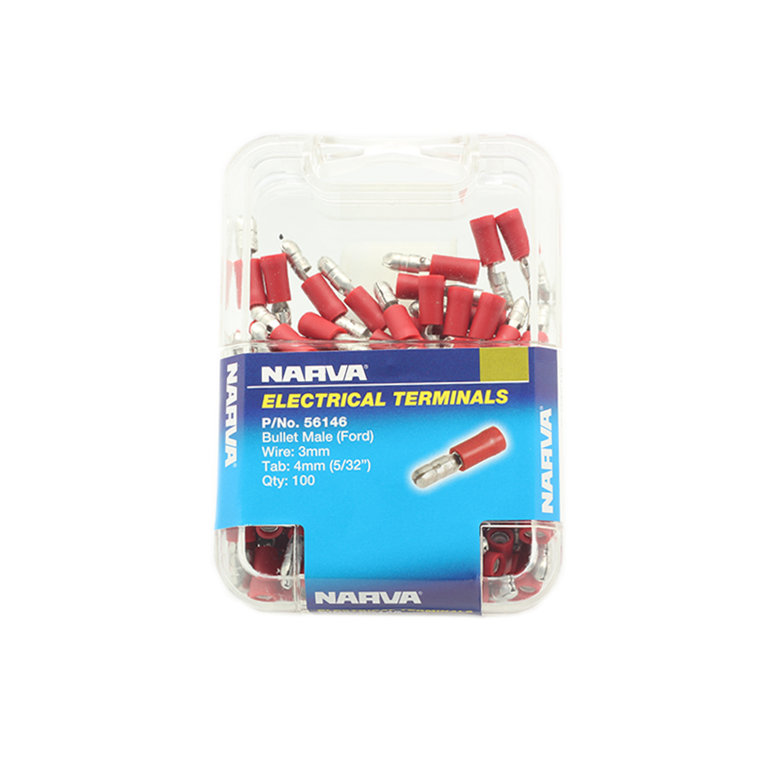 Narva 3mm Red Electrical Terminal Male Bullet 100 Pack Bunnings
