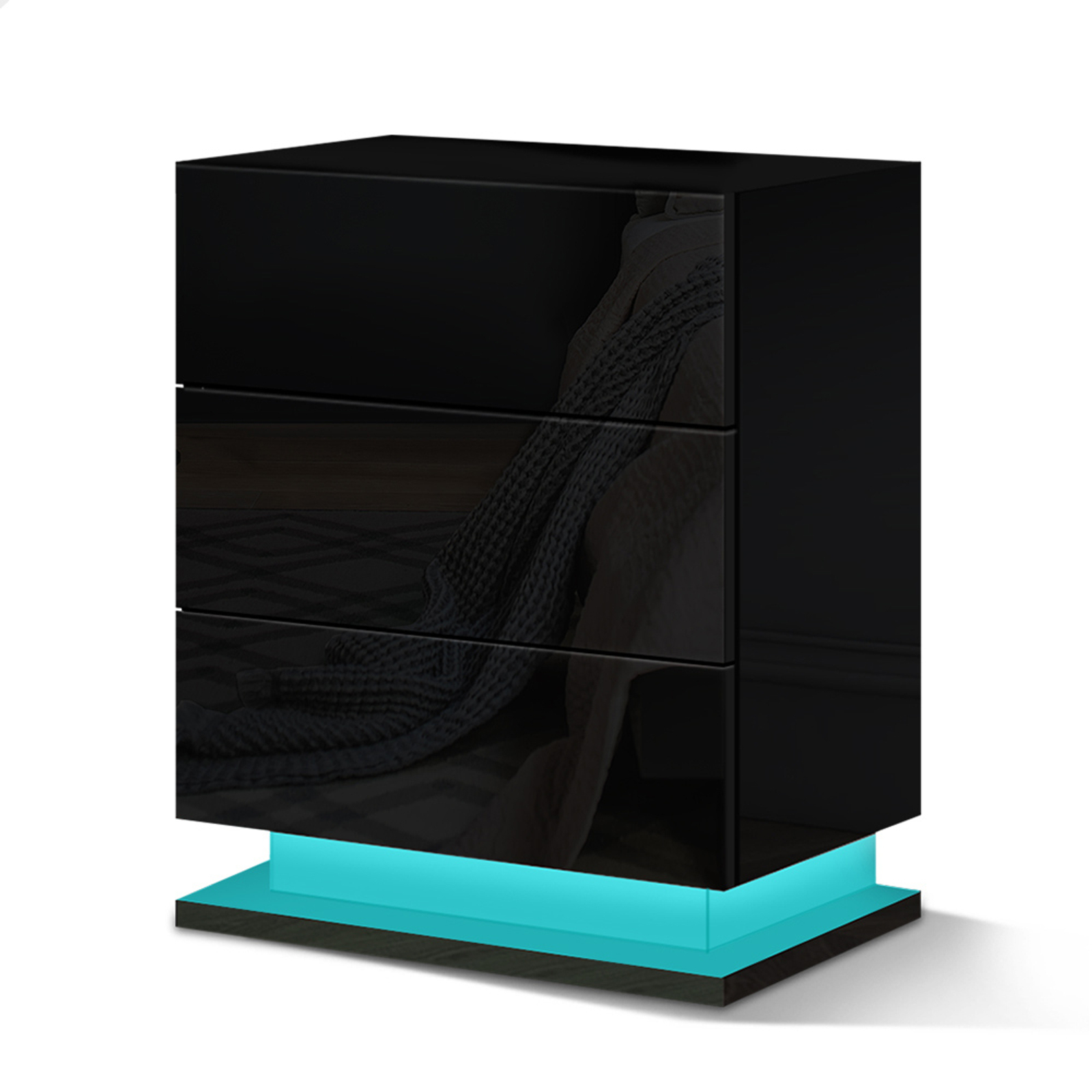 ALFORDSON LED Bedside Table Black Bunnings Australia