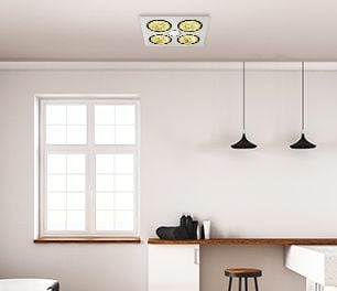 Heat light attached to bathroom ceiling