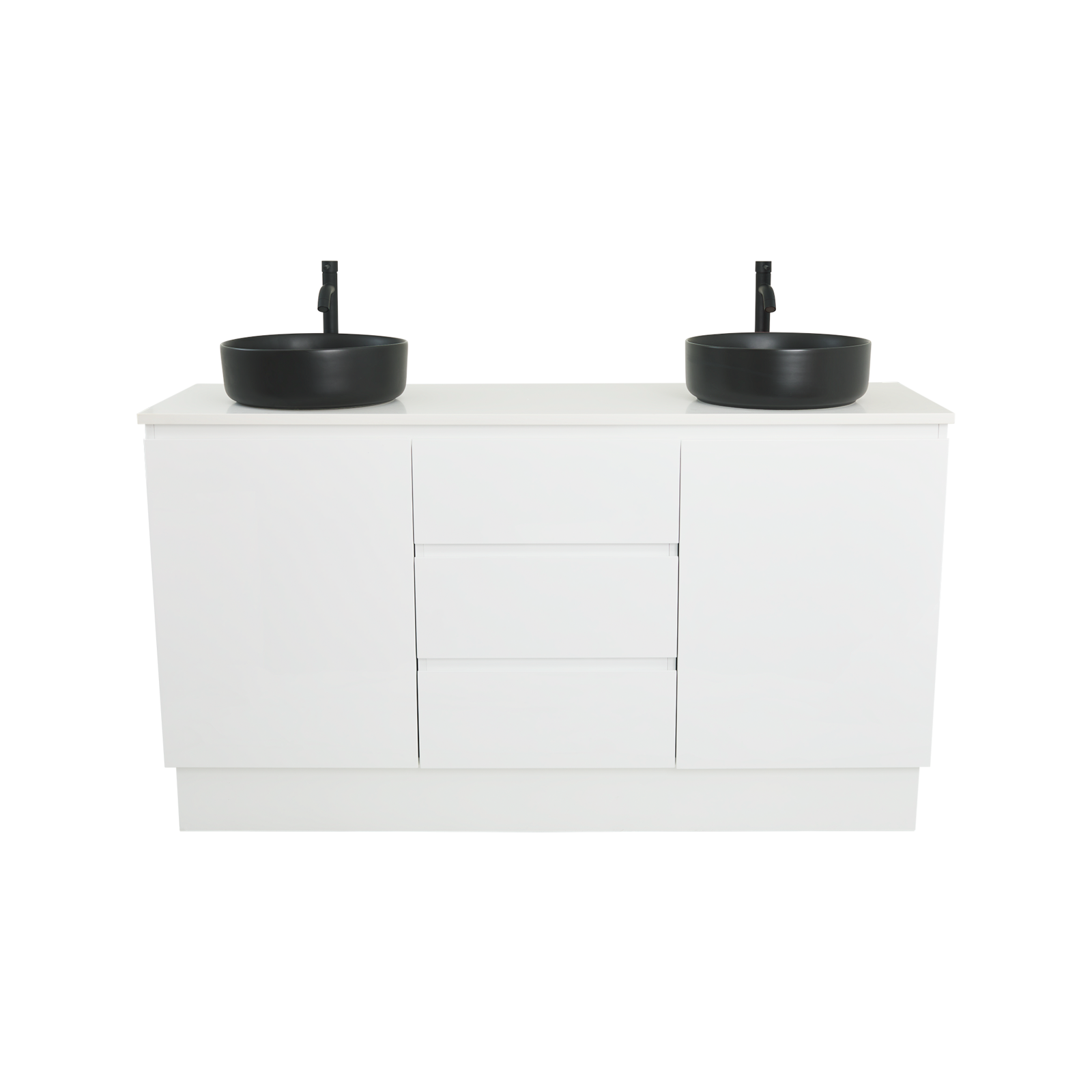 Cibo Design 1500mm White Nordic Full Height Double Vanity With Black