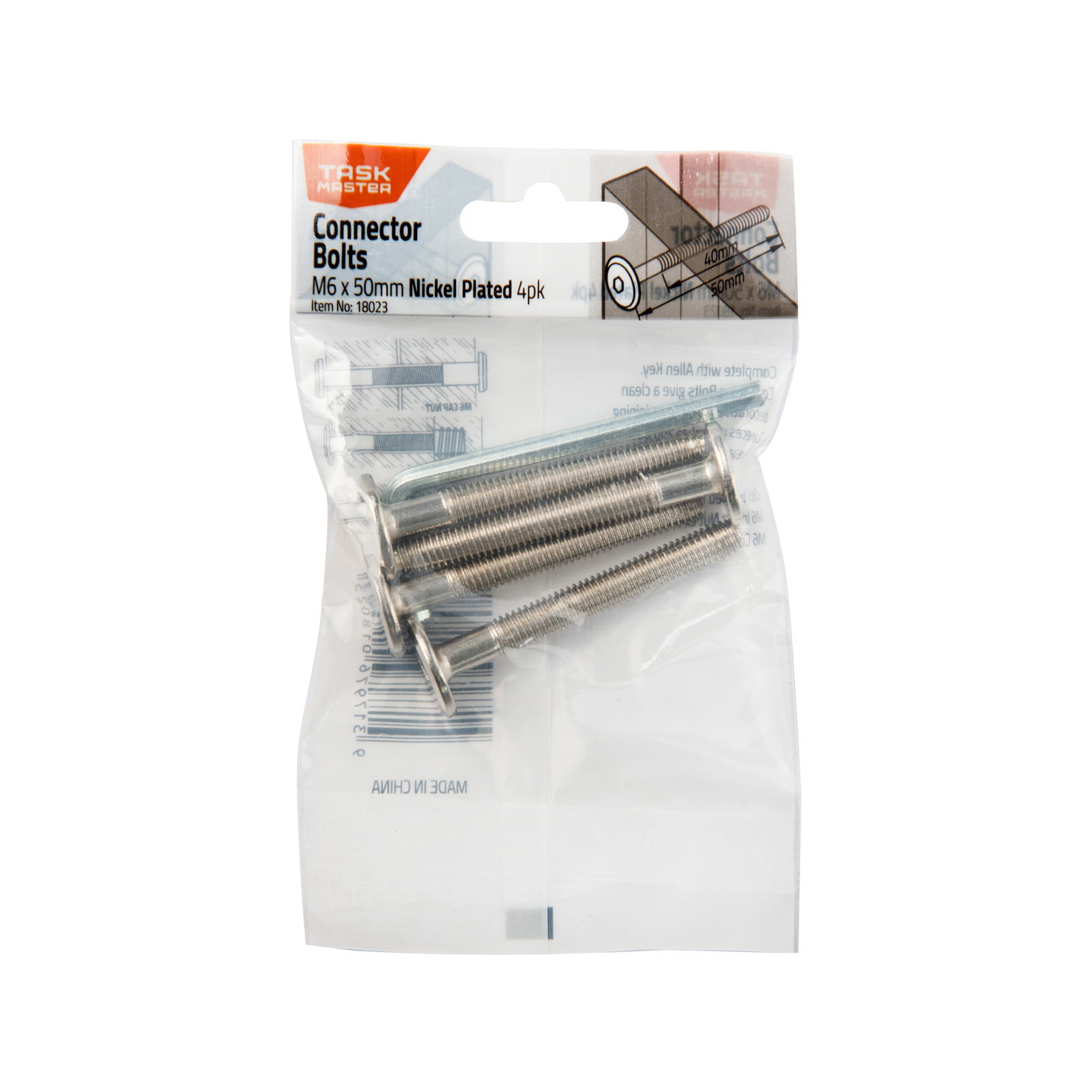 Taskmaster M6 x 50mm Nickel Plated Connector Bolts - 4 Pack - Bunnings ...