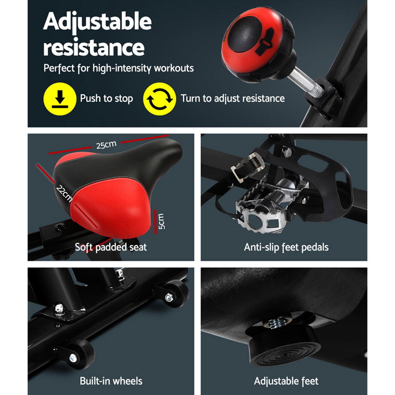 everfit black spin exercise bike