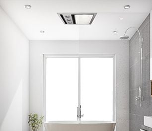 Extractor fan and light combo attached to bathroom ceiling