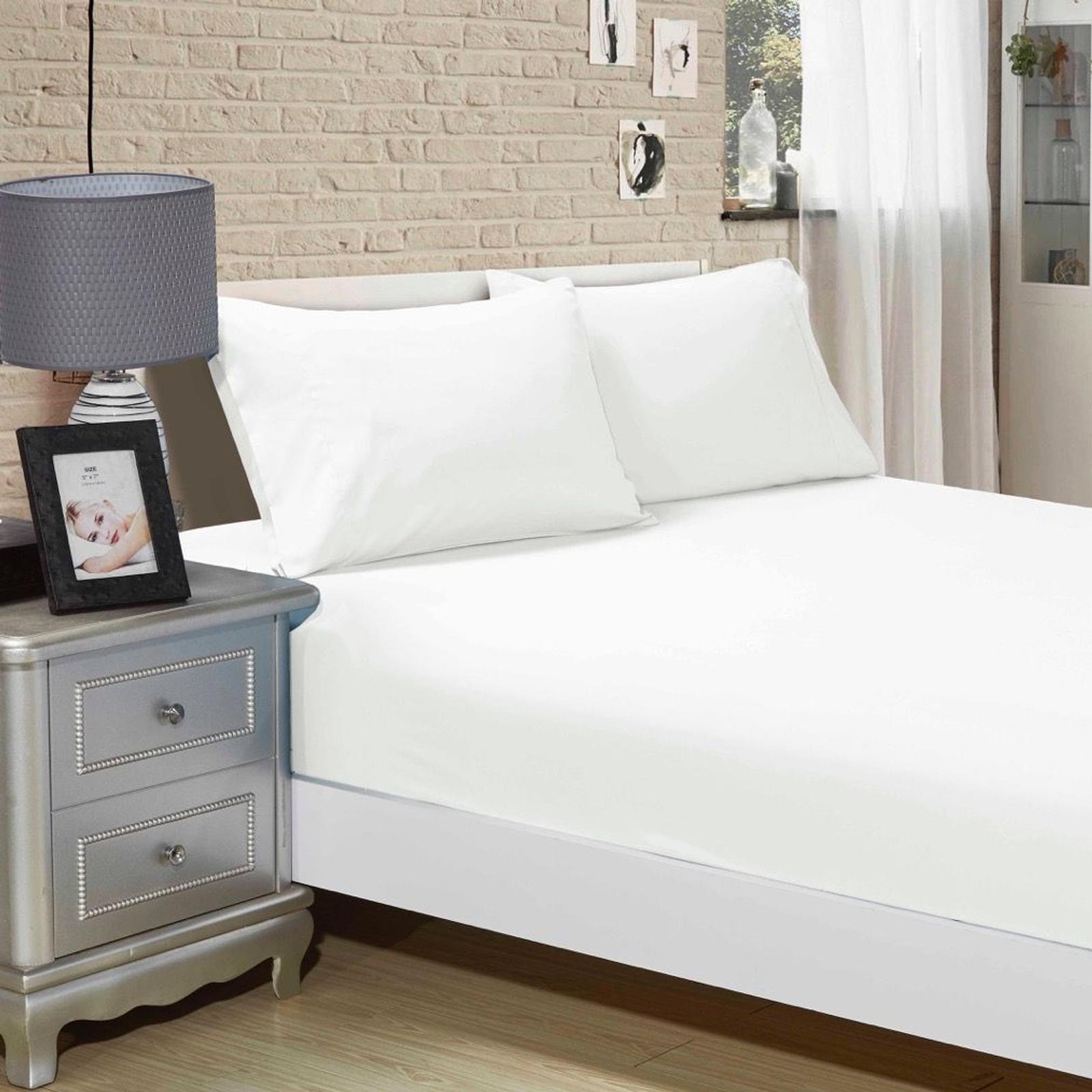 Fabric Fantastic 1000TC Ultra Soft Super King Size Bed White Fitted Sheet & 2 Pillowcases Set