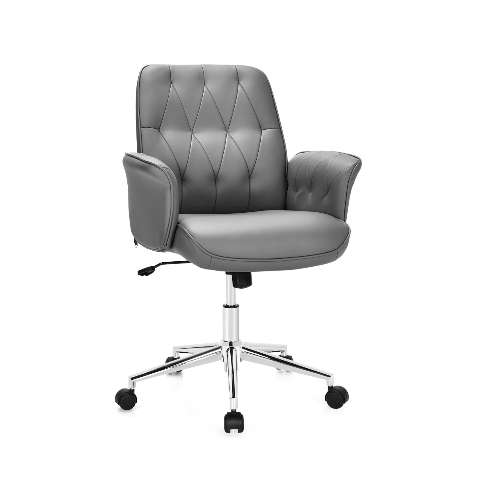 Costway Swivel Office Chair Computer PU Leather Seat Grey Bunnings   A077f5ddcfe940a5b67f6354de5e0256