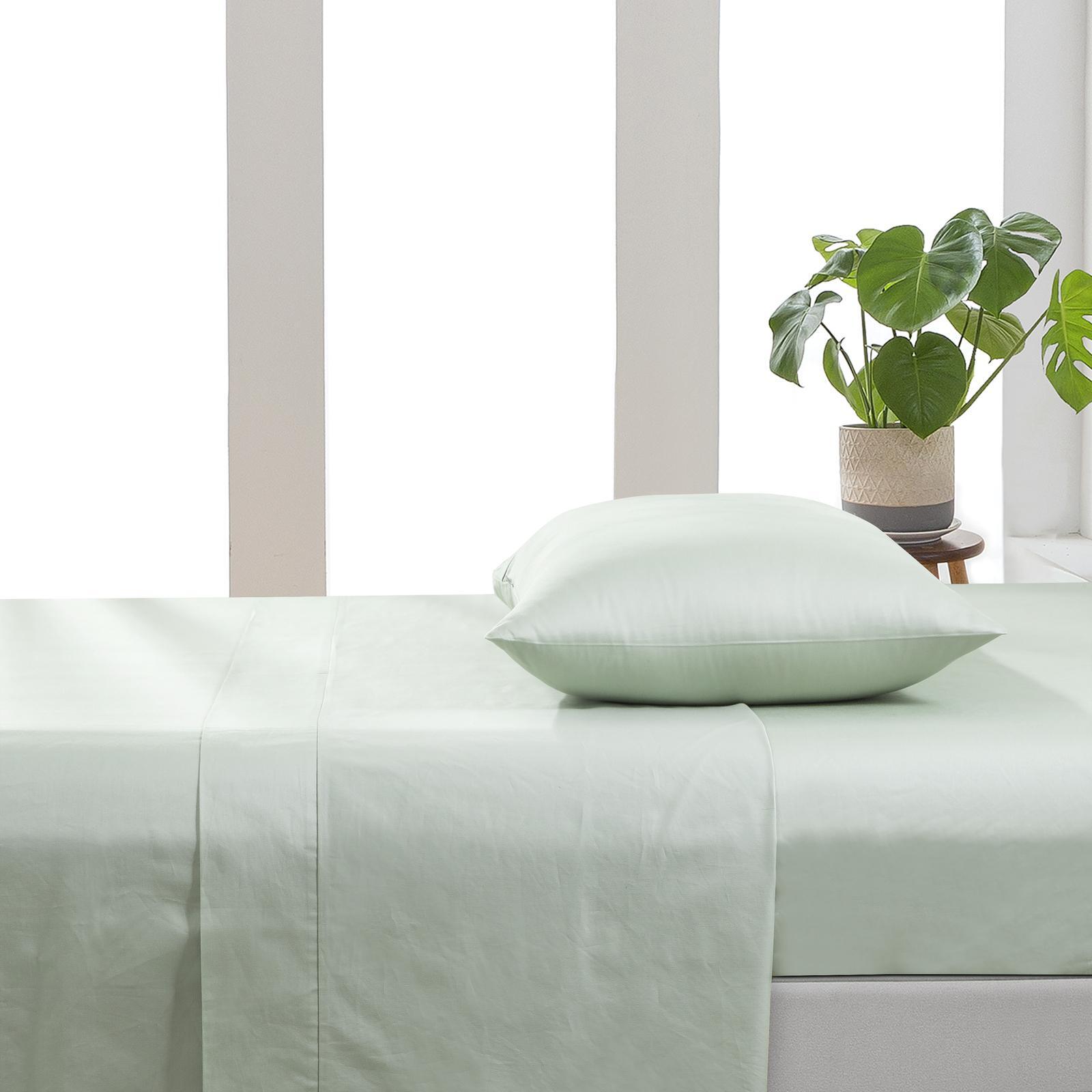 ESSN 500TC Cotton Sateen Flat Sheet Sage -Double Bed - Bunnings Australia