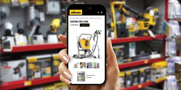 Bunnings app with Wagner product finder app being used