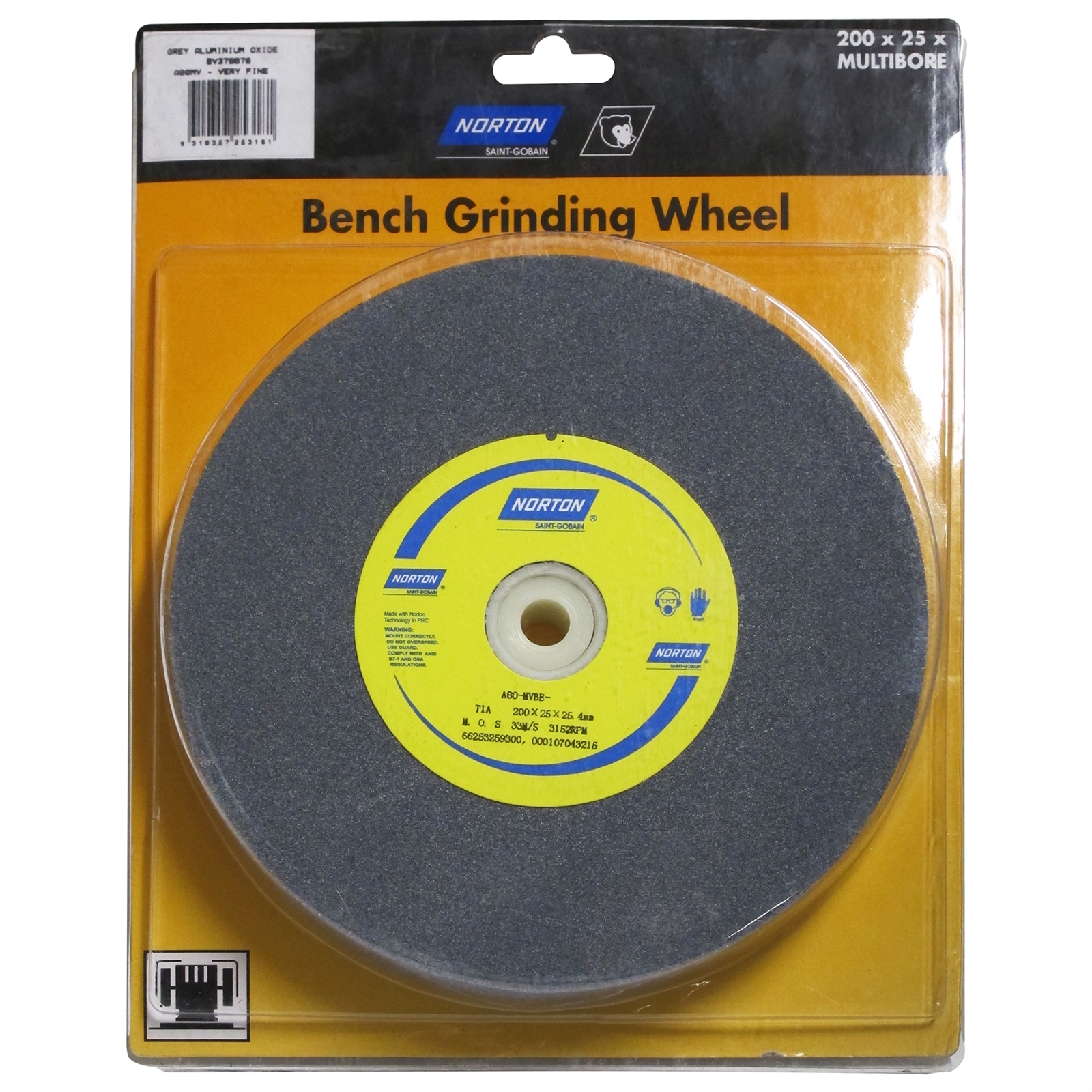 Norton 200 x 25 x 25.4mm Bench Grinding Wheel Bunnings Australia