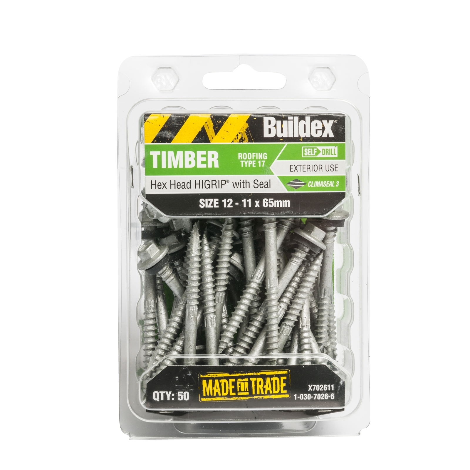 Buildex 12 11 X 65mm Climaseal Hex Head Hi Grip With Seal Timber Screws 50 Pack Bunnings 4520