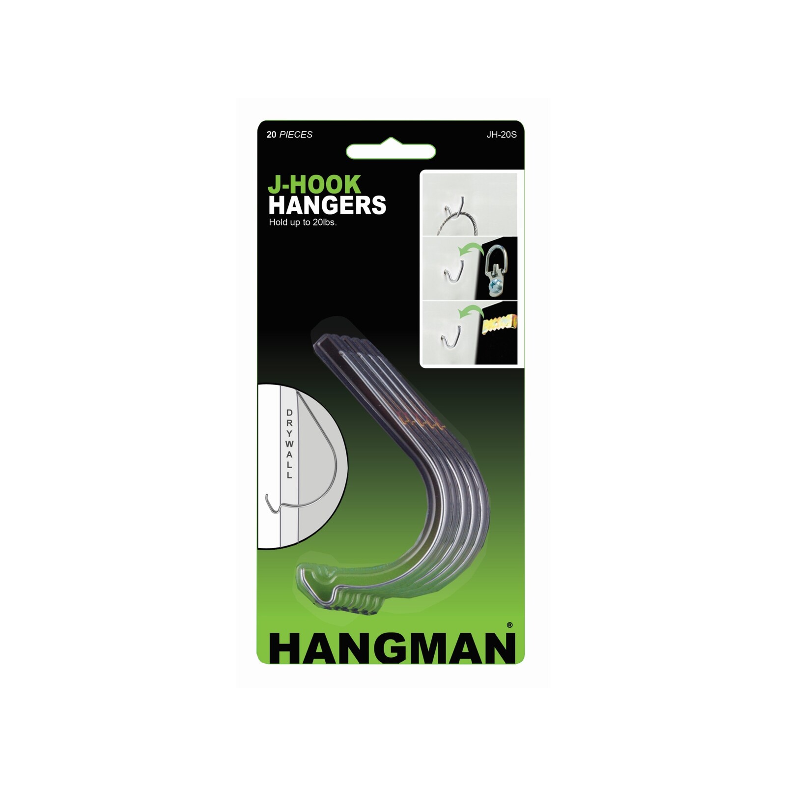 Hangman 9kg Steel J Hook Picture Hanger 20 Pack Bunnings Australia