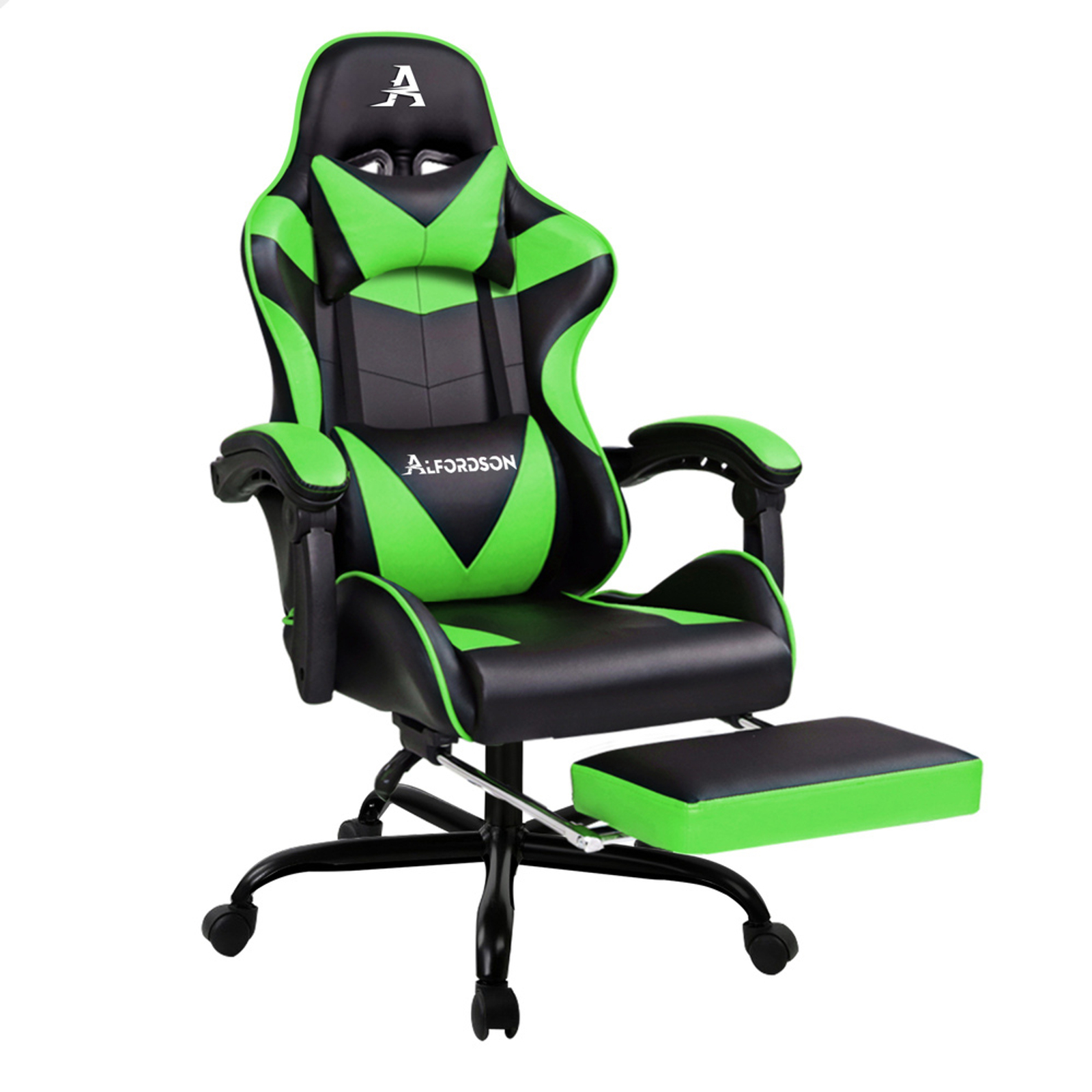 ALFORDSON Massage Gaming Chair Black Green Bunnings Australia