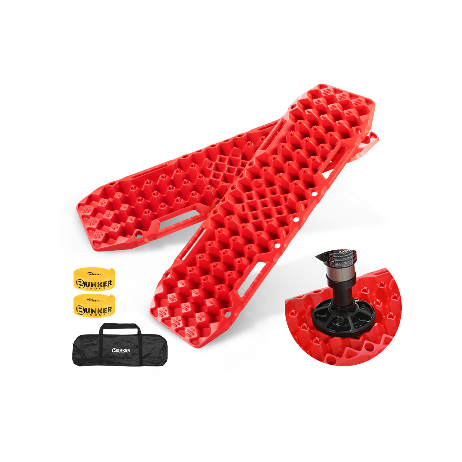 Pair Recovery Tracks Sand Track with Jack Base 10T Red Bunnings Australia