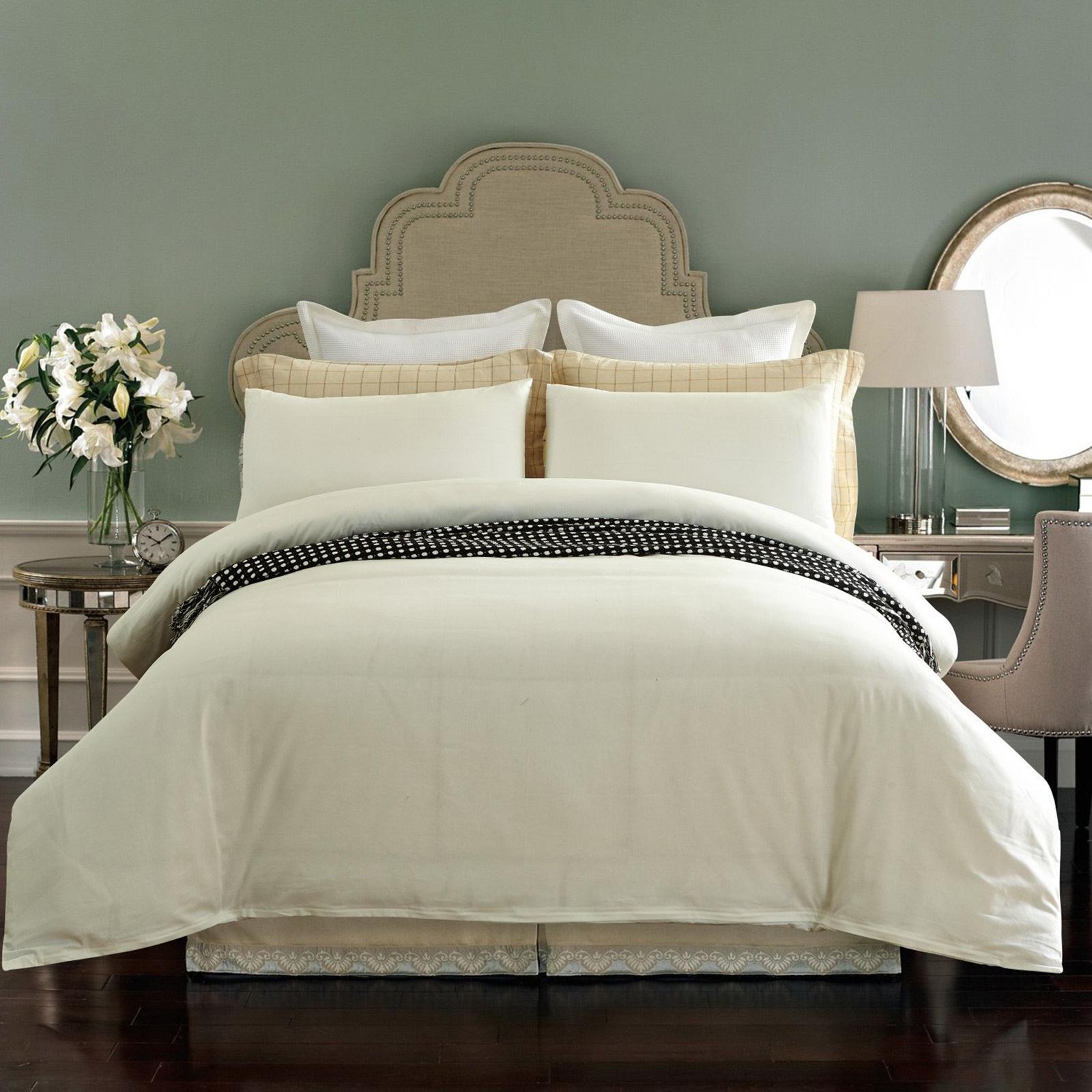 CottonMore 100 Cotton 300TC Plain Cream Quilt Cover Set Single