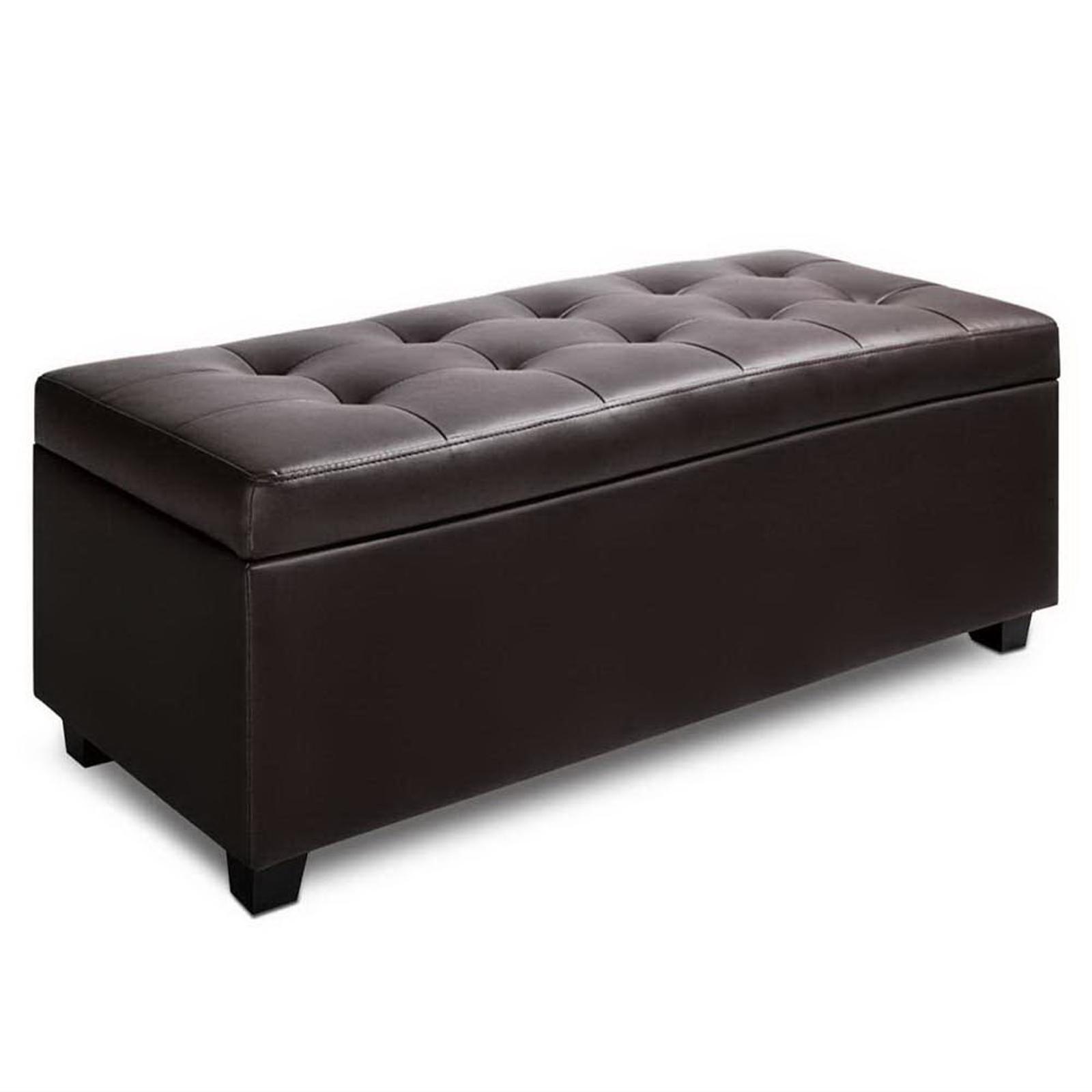 Artiss Storage Ottoman Blanket Box Footstool Chest Leather Brown ...