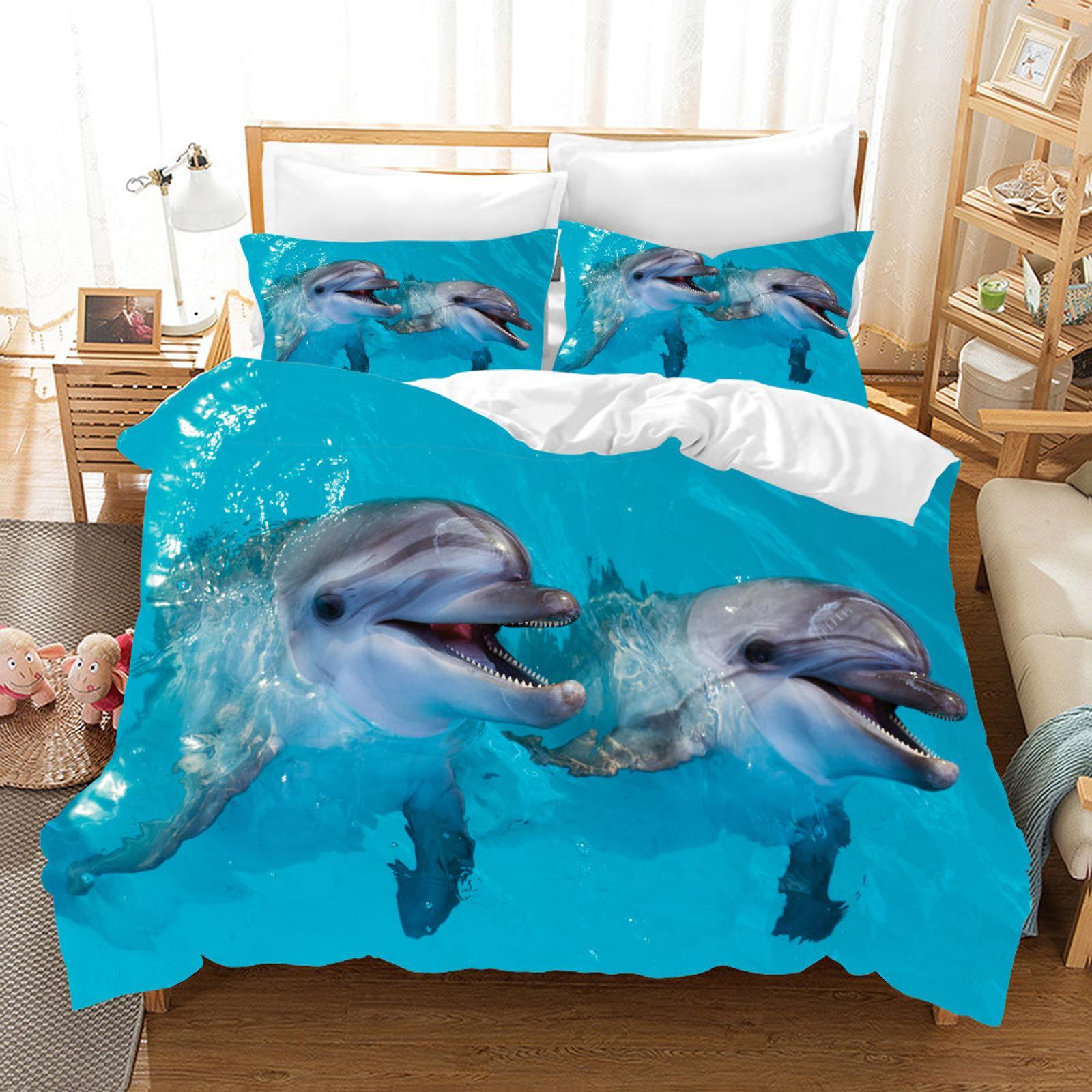 Miami Dolphins 3PCS Bedding Set Ultra Soft Duvet Cover Quilt Cover  Pillowcases