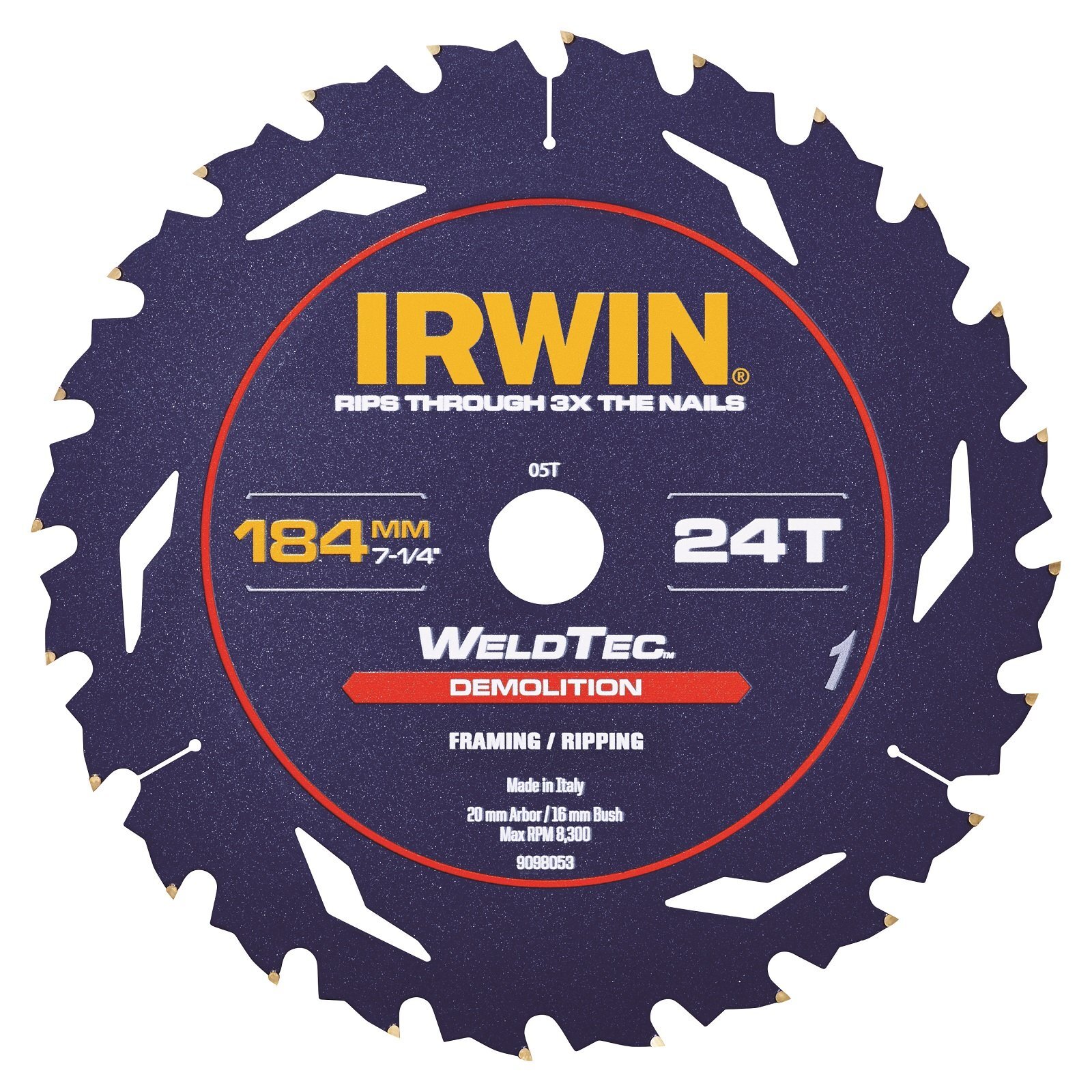 Irwin WeldTec 184mm 24T Demolition Circular Saw Blade Bunnings New