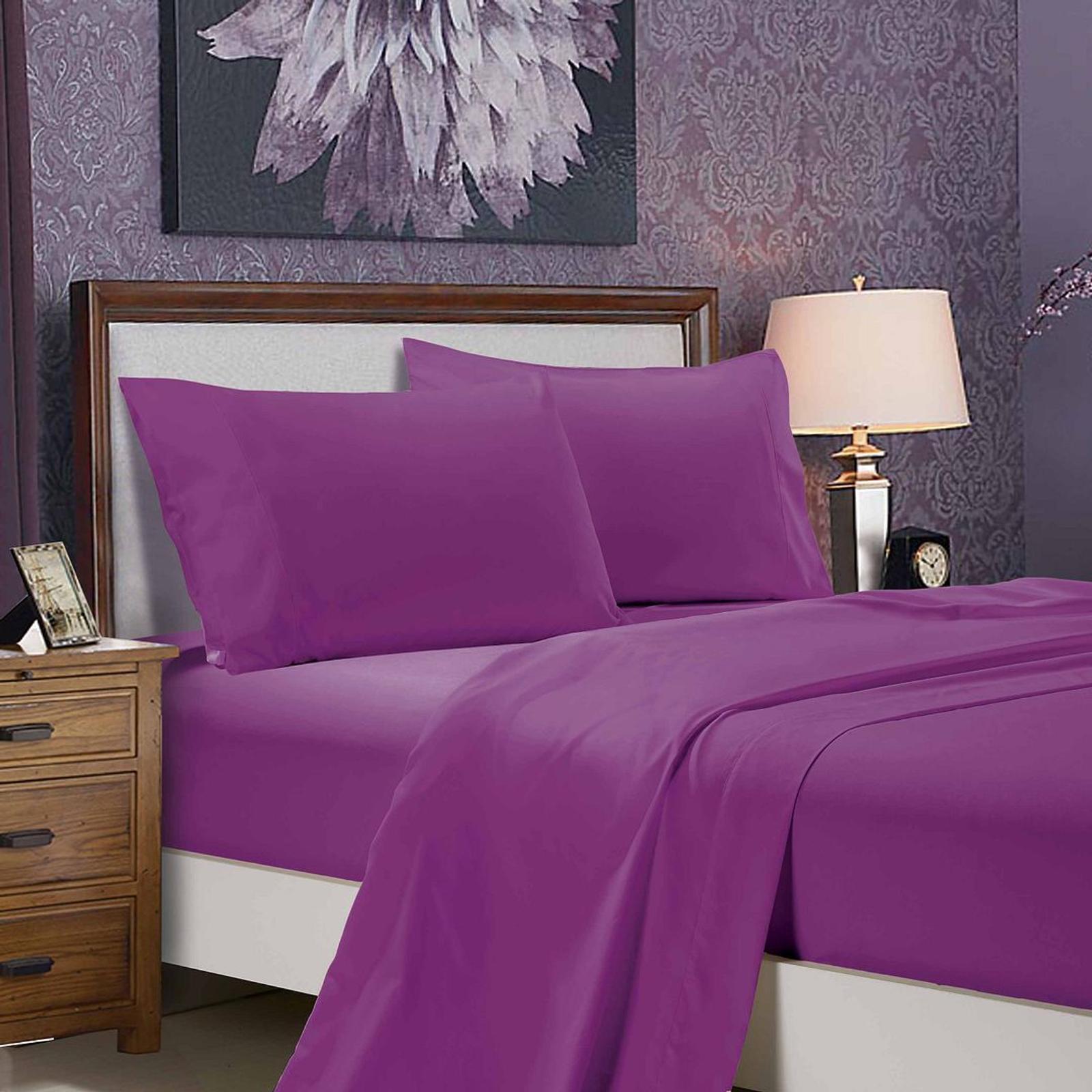 Fabric Fantastic 1000TC Ultra Soft Double Size Bed Purple Flat & Fitted