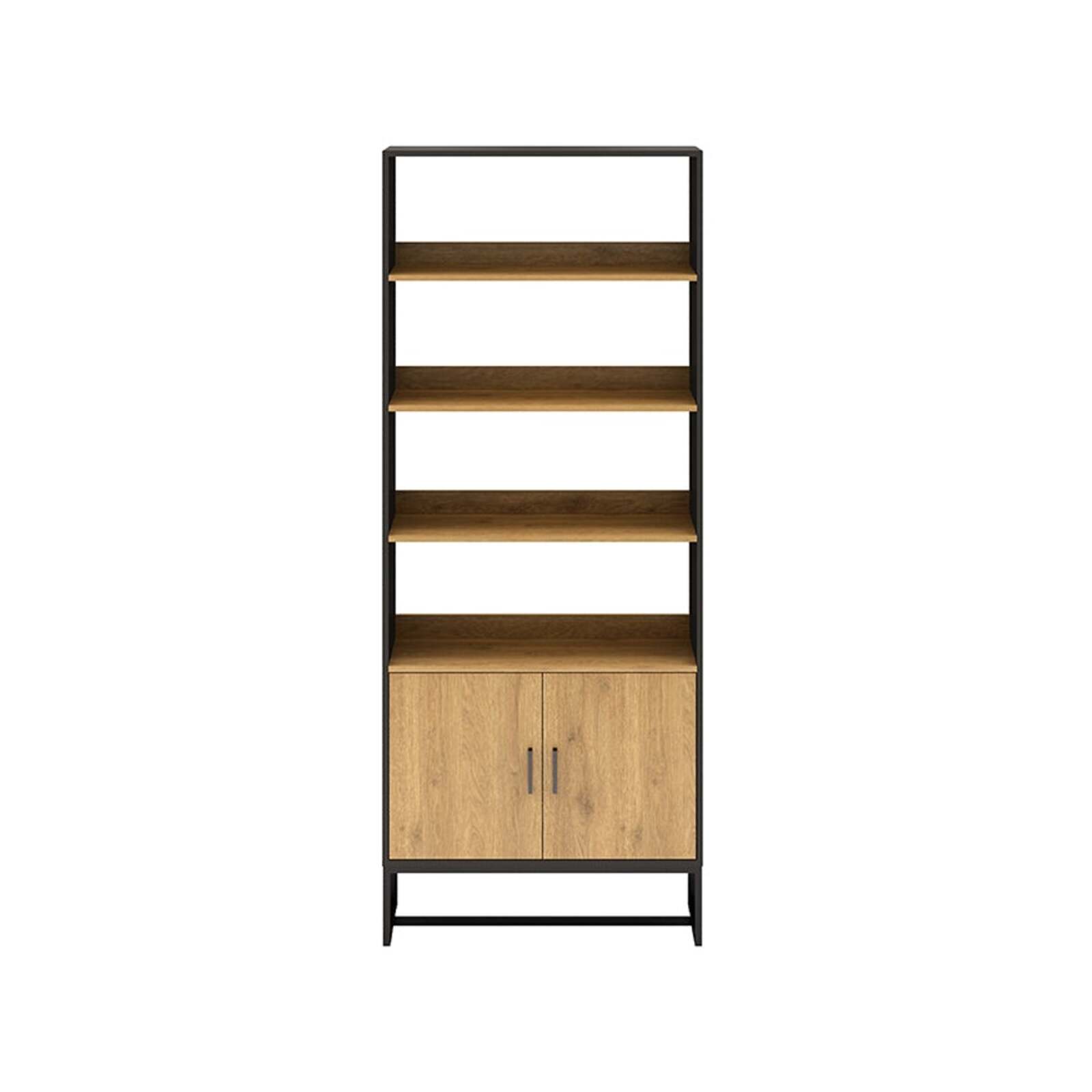 AMSTER Bookshelf Display Wall Unit 80cm - Natural & Black - Bunnings ...