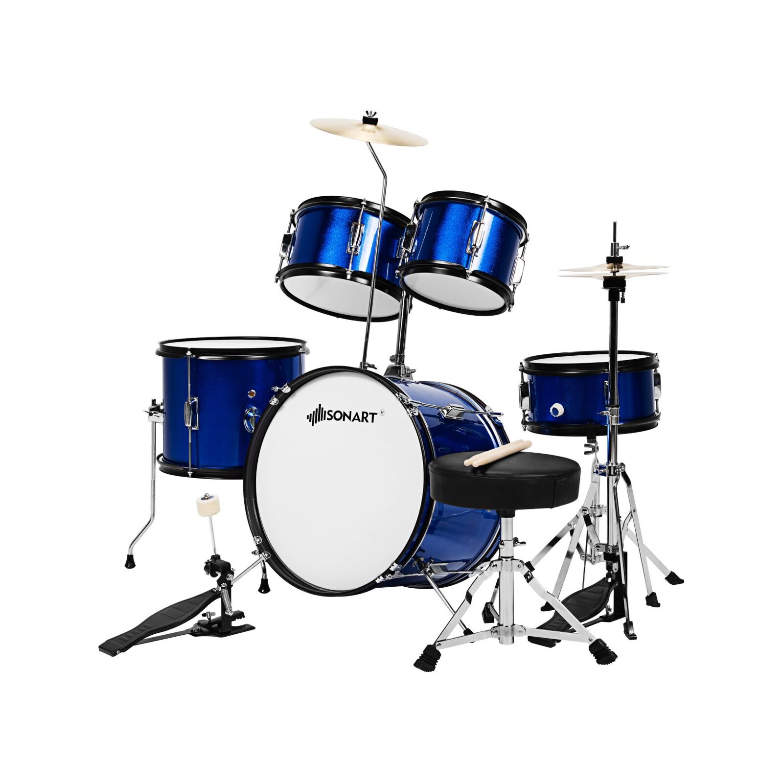 Costway 5PCs Drum Kit Set w/Drumsticks, Blue - Bunnings Australia