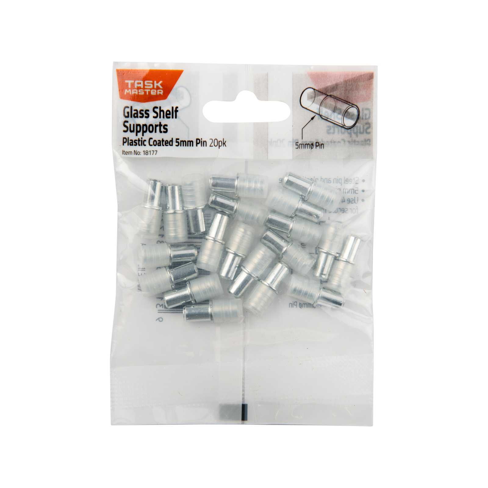 Taskmaster 5mm Plastic Coated Glass Shelf Supports 20 Pack Bunnings