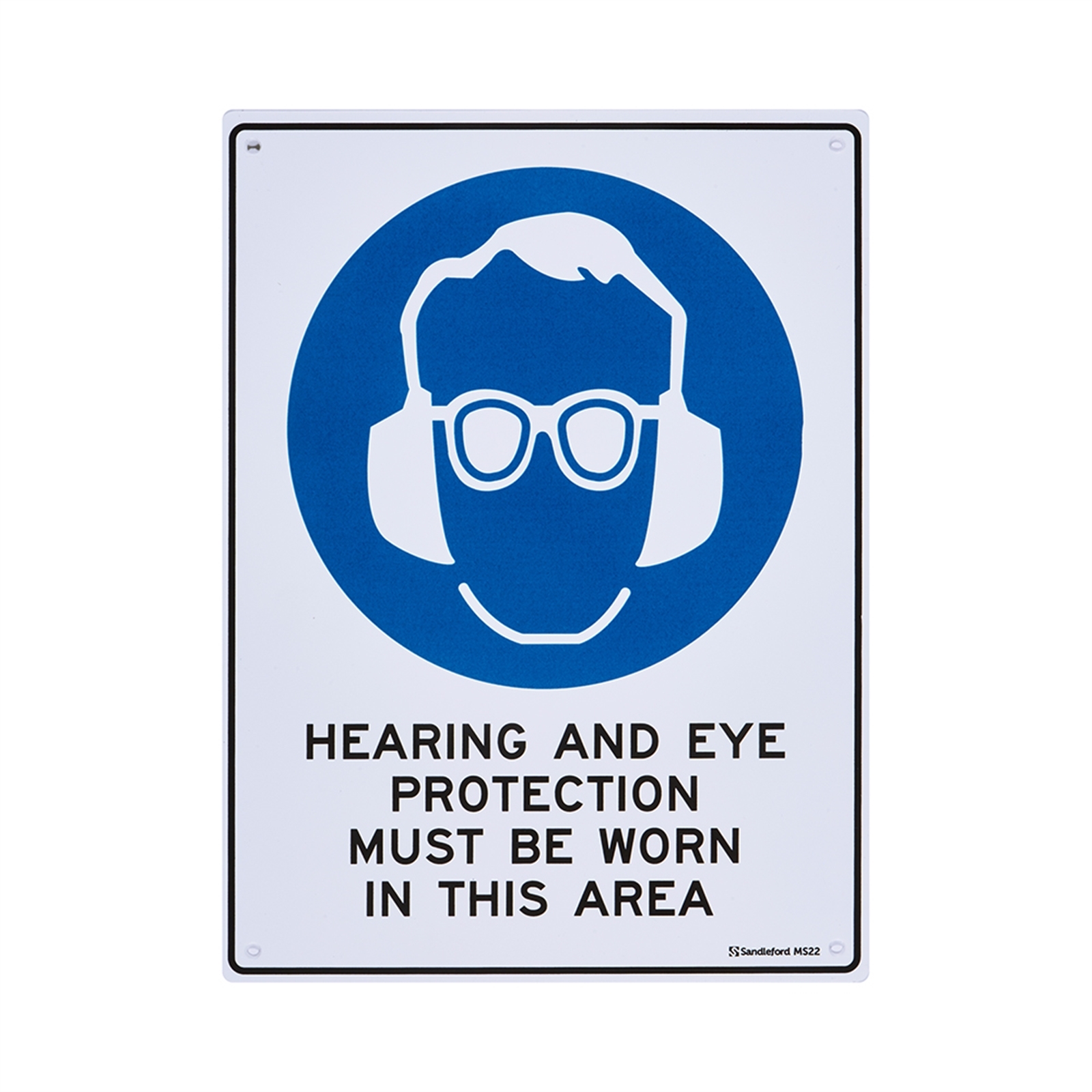 Sandleford 300 x 225mm Hearing and Eye Protection Must Be Worn Plastic