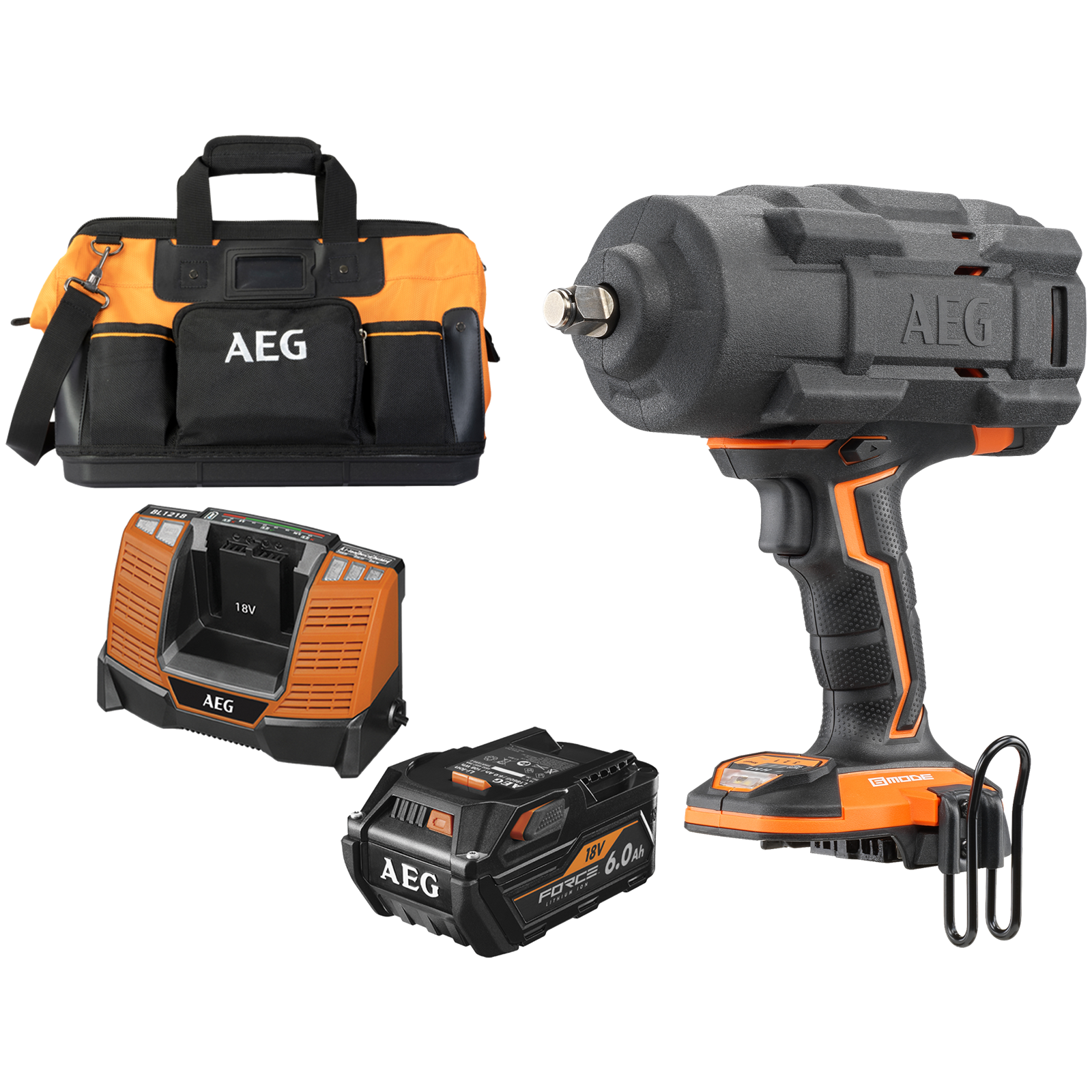 AEG 18V 6.0AH ½" Fusion 6 Mode High Torque Impact Wrench Kit Bunnings