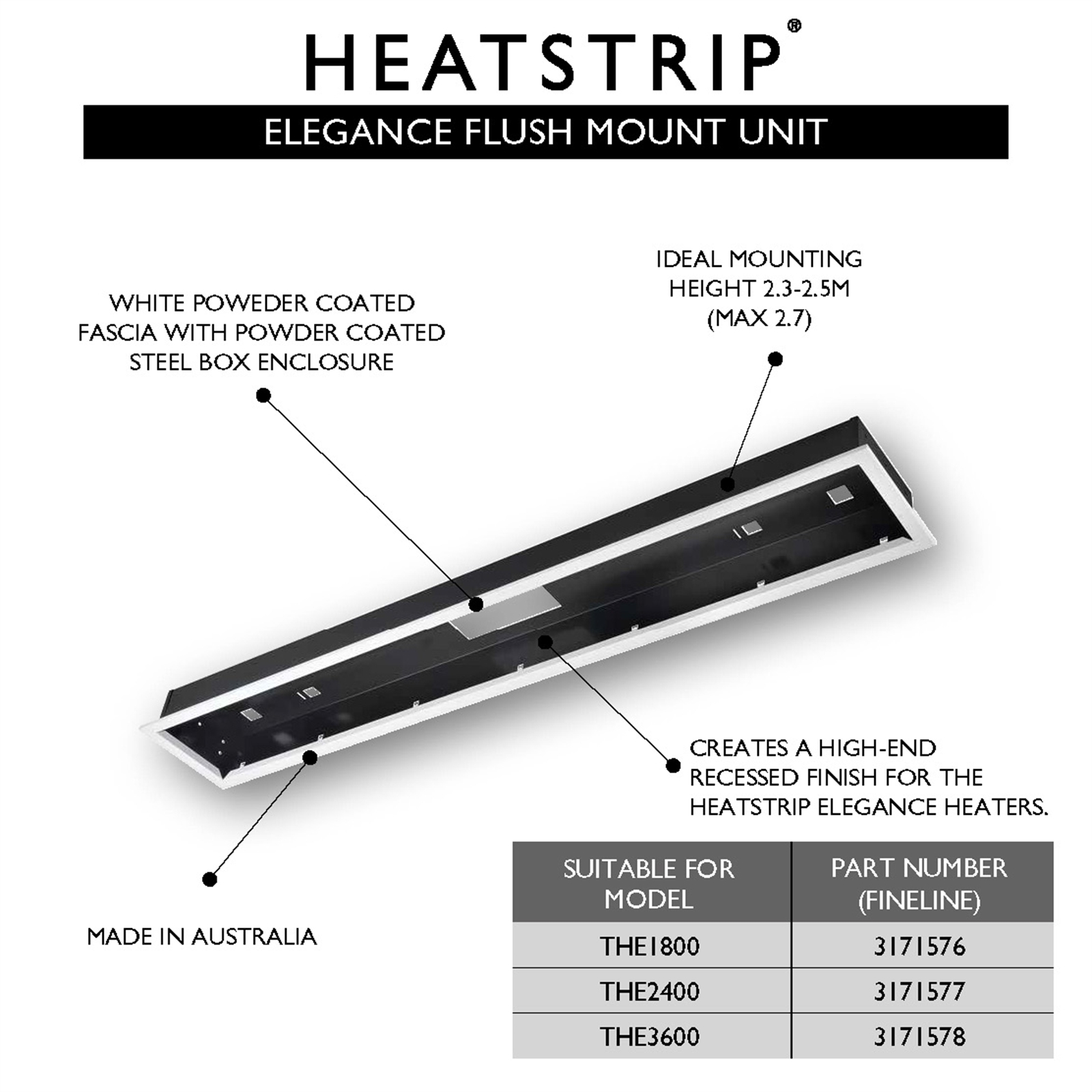 Heatstrip Flush Mount Kit - To Suit Model THE3600 Heater - Bunnings  Australia