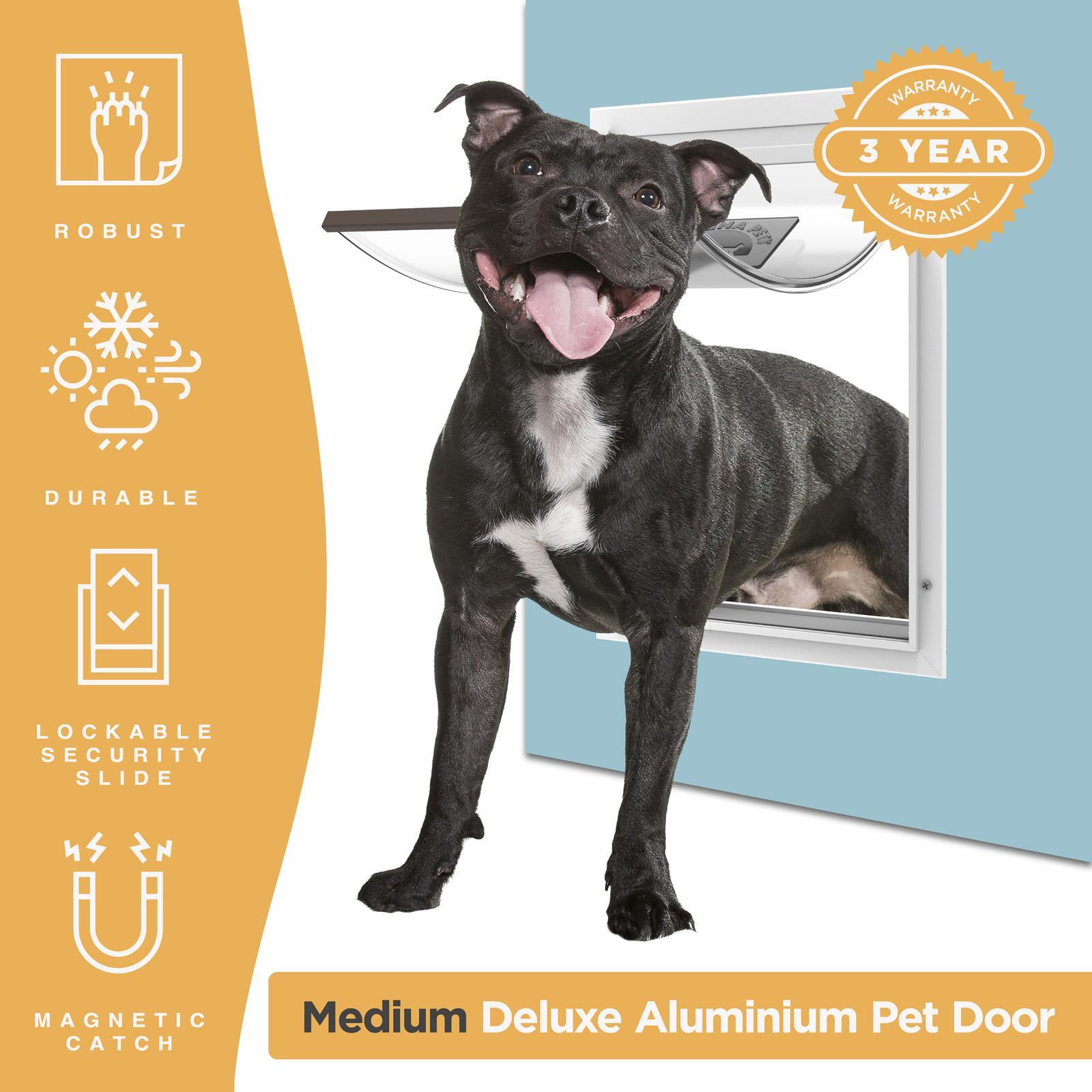 Hakuna Pets Medium White Deluxe Aluminium Pet Door Bunnings Australia