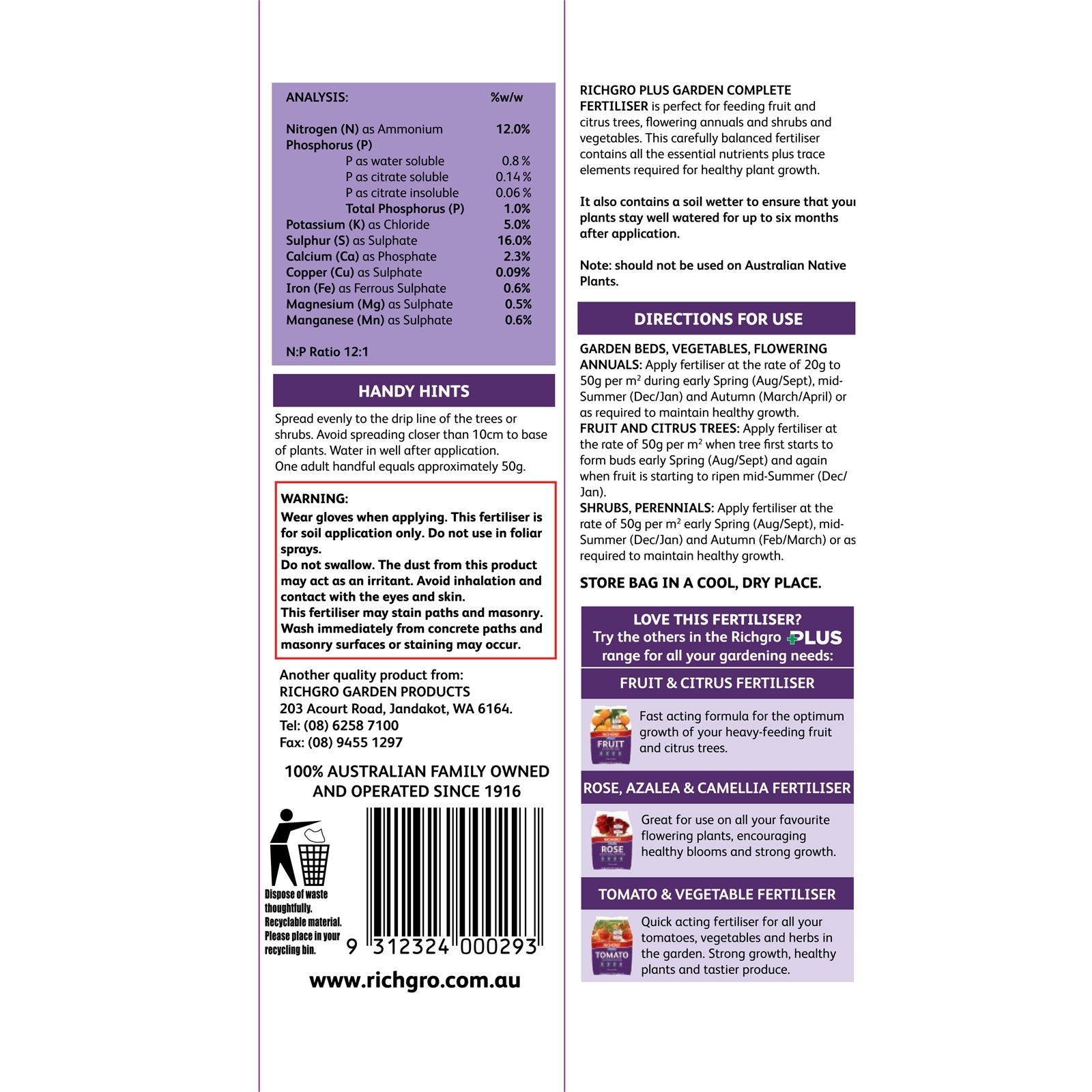 Richgro Plus 5kg Garden Complete Fertiliser - Bunnings Australia