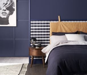 Bedroom with bed and bedside table