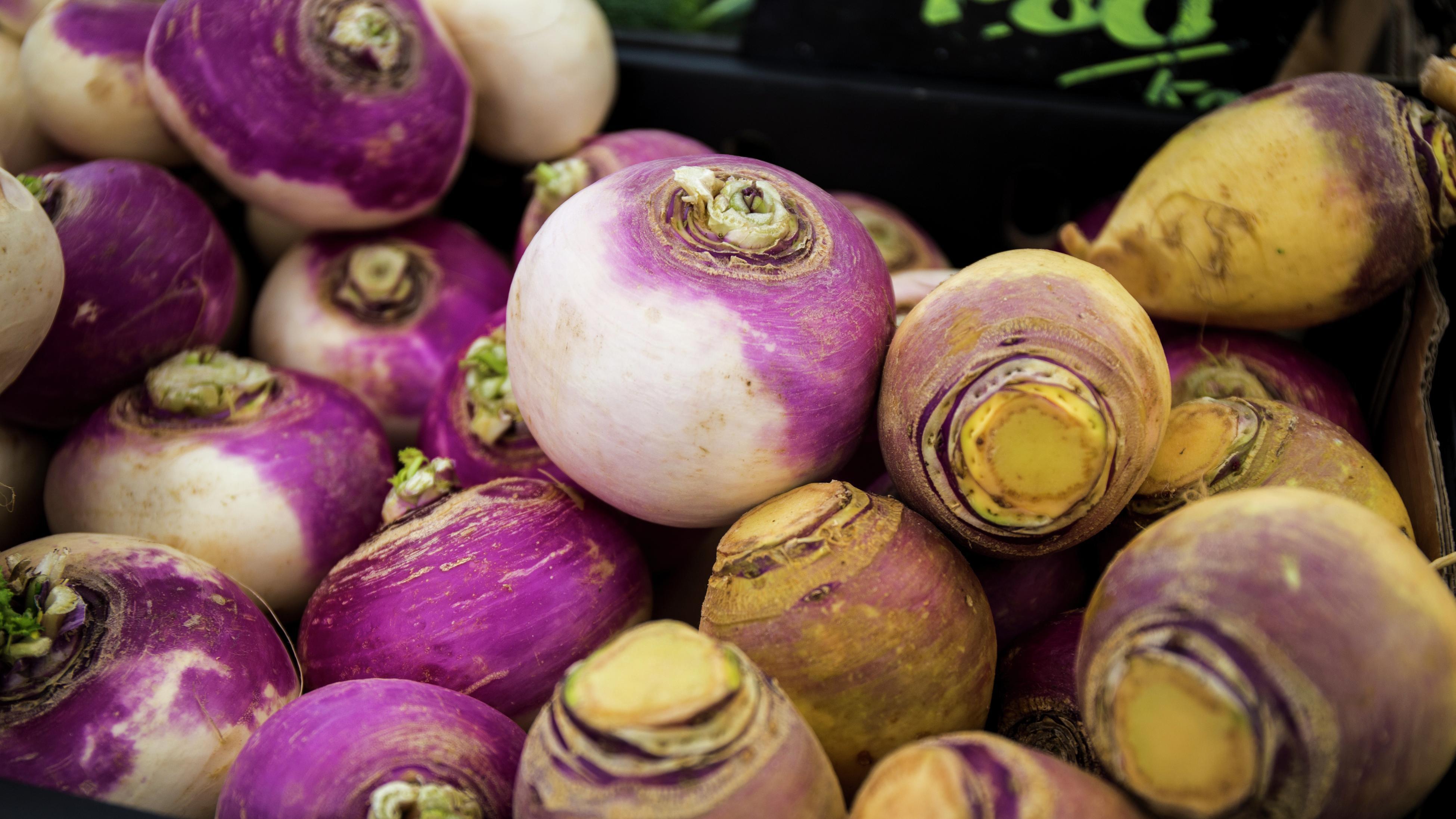 Close-up of swedes (vegetables)