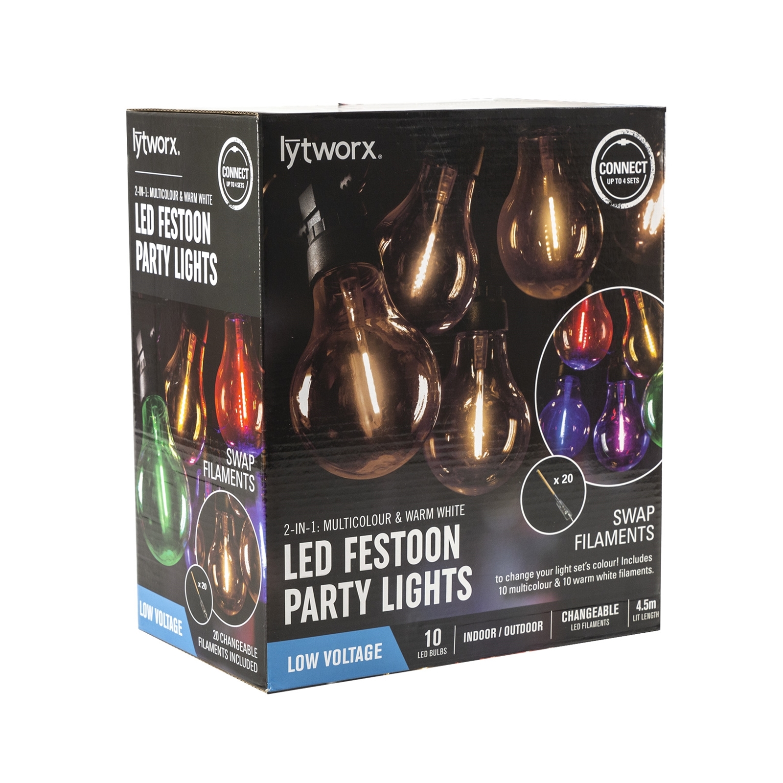 Lytworx 2 In 1 Multicolour And Warm White LED Festoon Party Lights 10