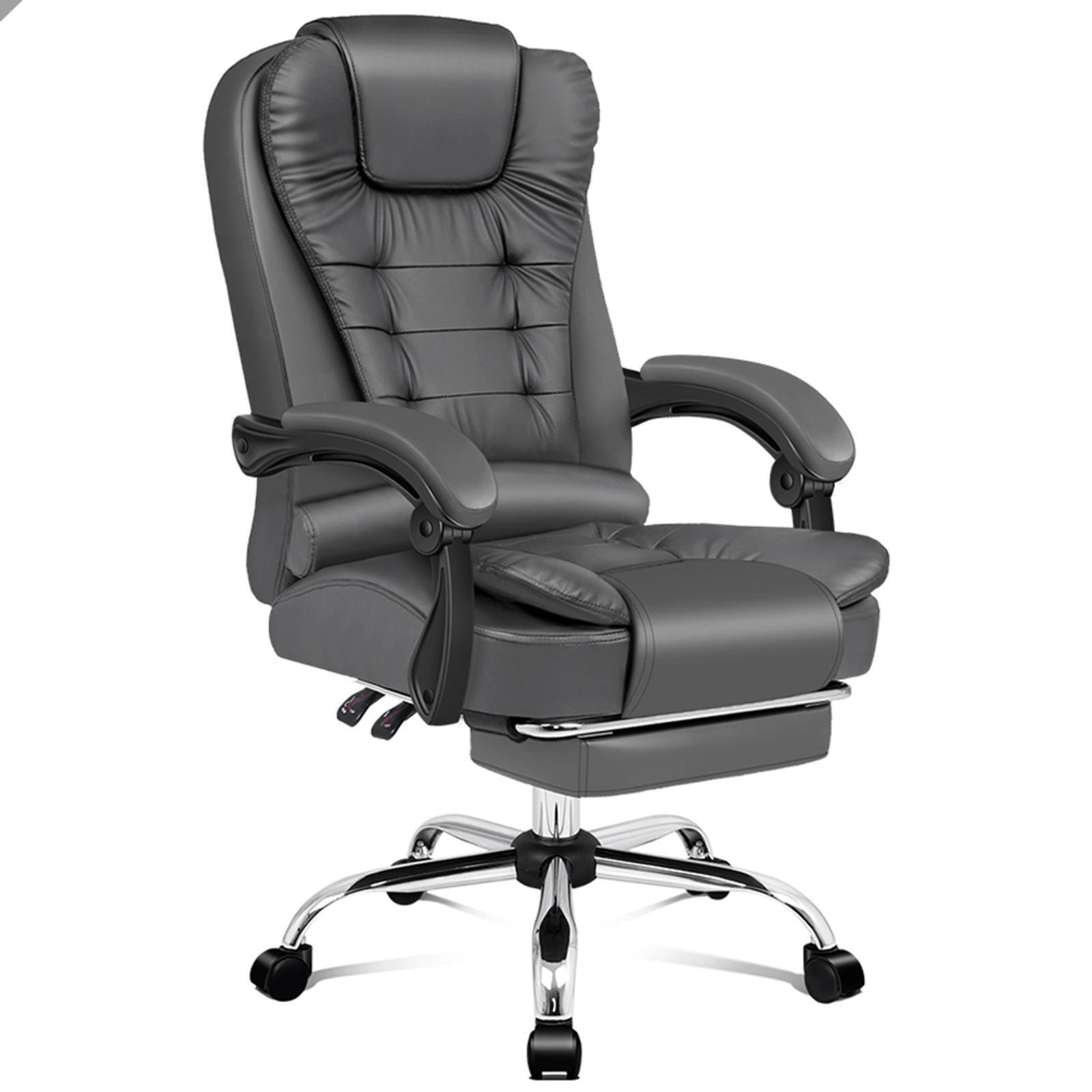 ALFORDSON Office Chair Executive PU Leather Seat with Footrest Grey Bunnings Australia