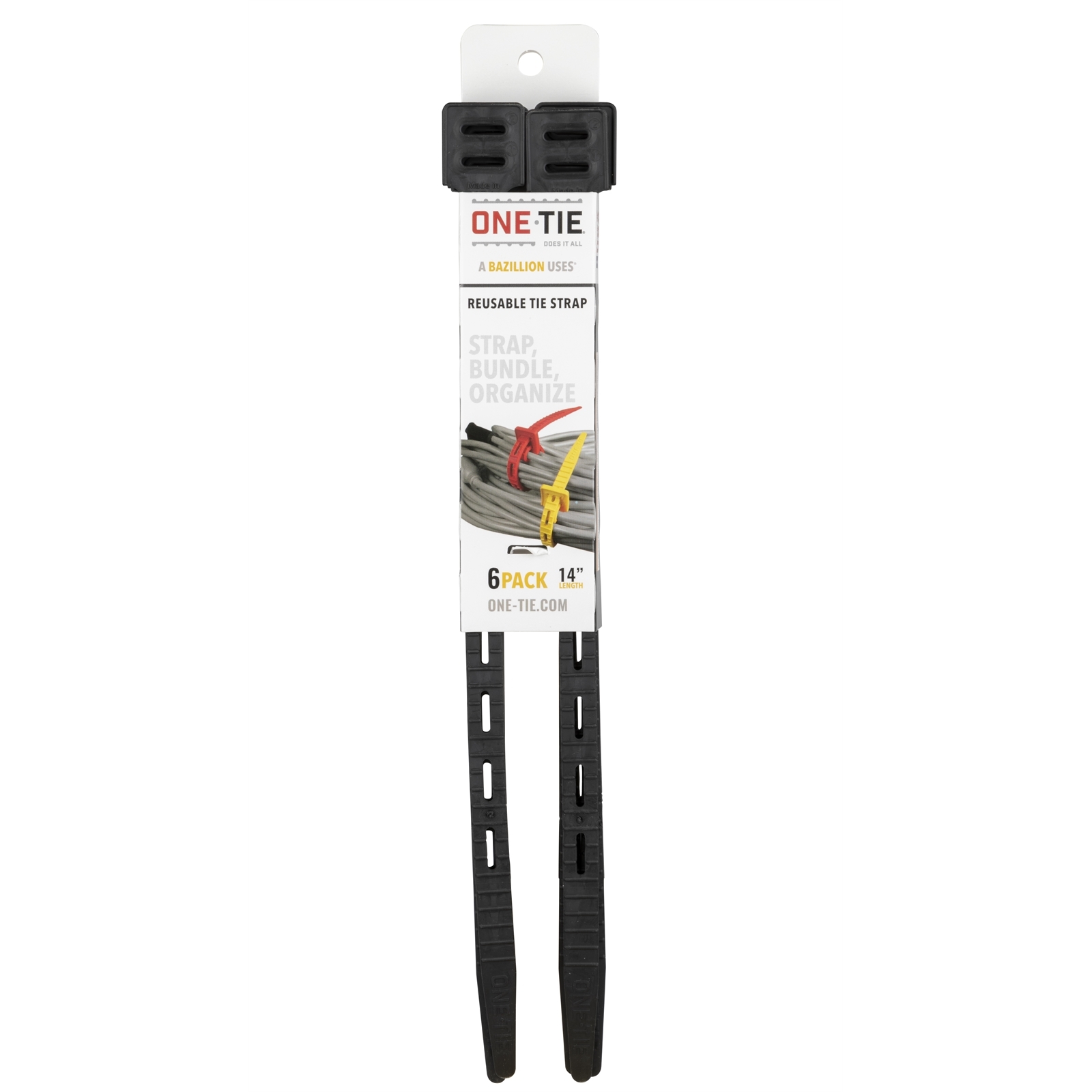 One Tie 14" Black Reusable Tie Strap 6 Pack Bunnings Australia