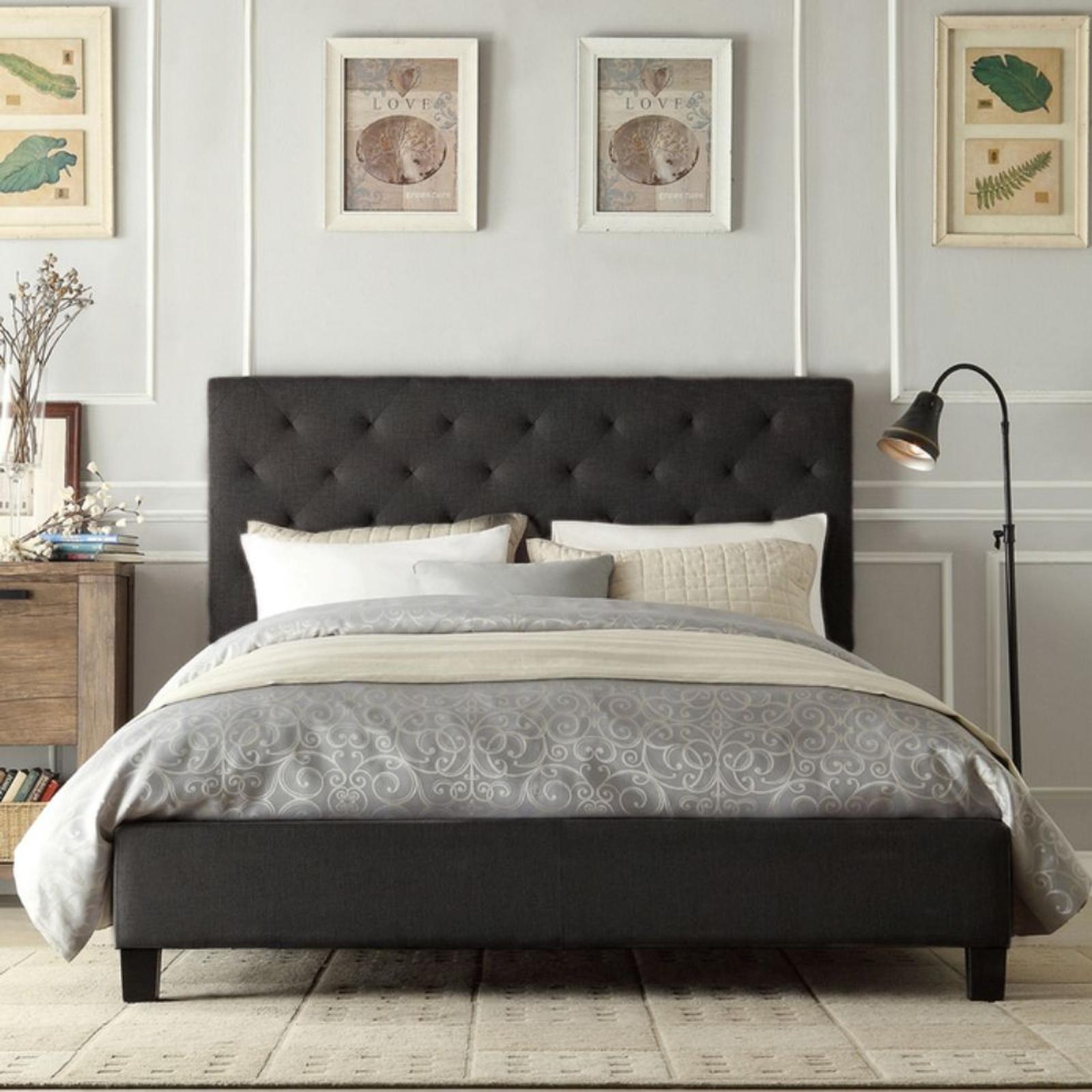 Istyle Chester Double Bed Frame Fabric Charcoal Bunnings Australia