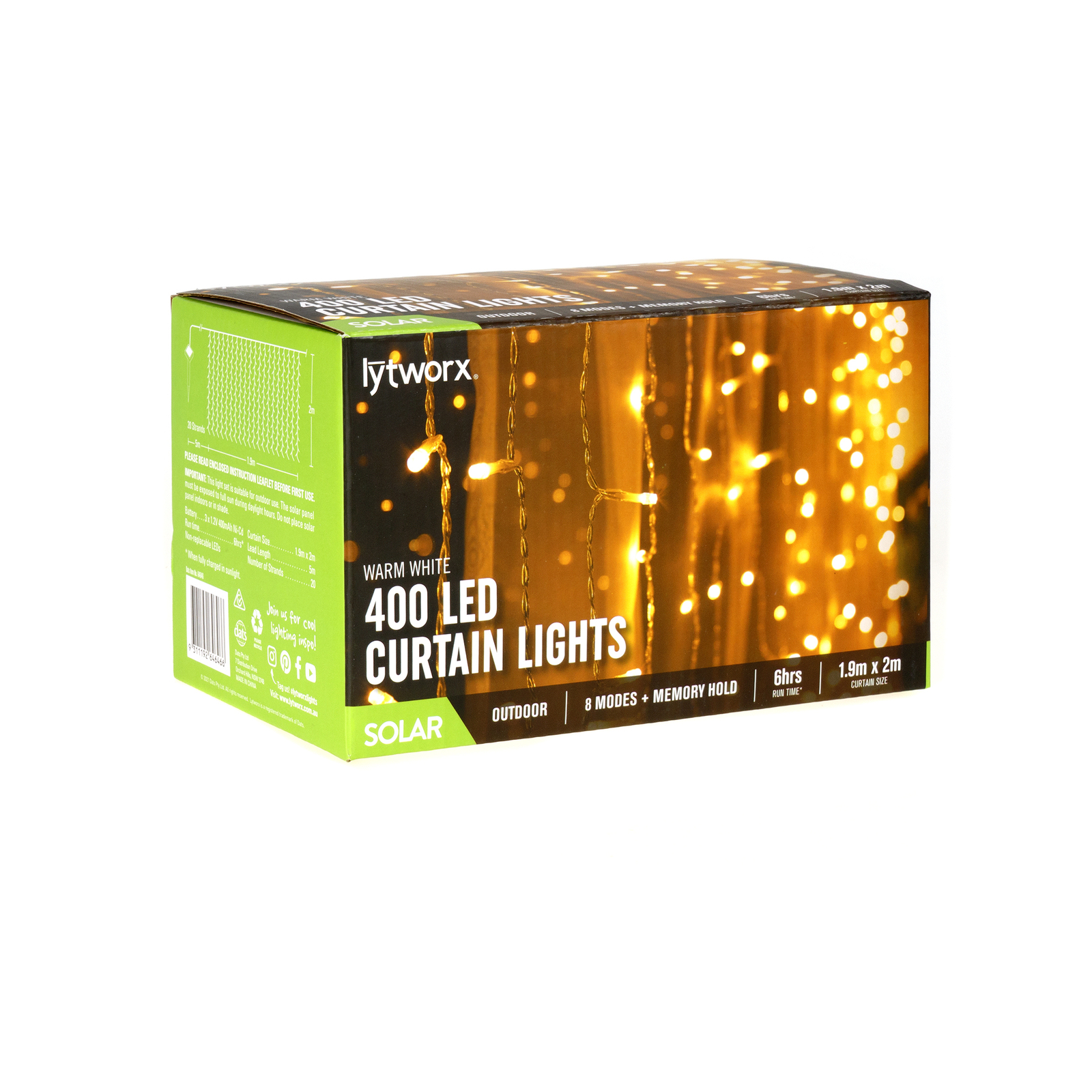 Lytworx Warm White Solar Curtain Lights - 400 Pack - Bunnings Australia