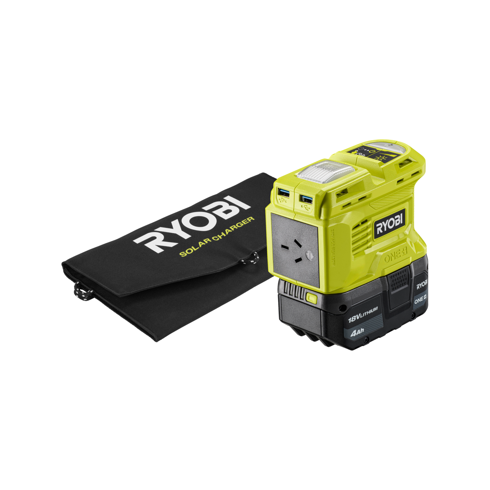 Ryobi 18V ONE+ 150W Inverter with 21W Solar Panel 4.0Ah Kit Bunnings