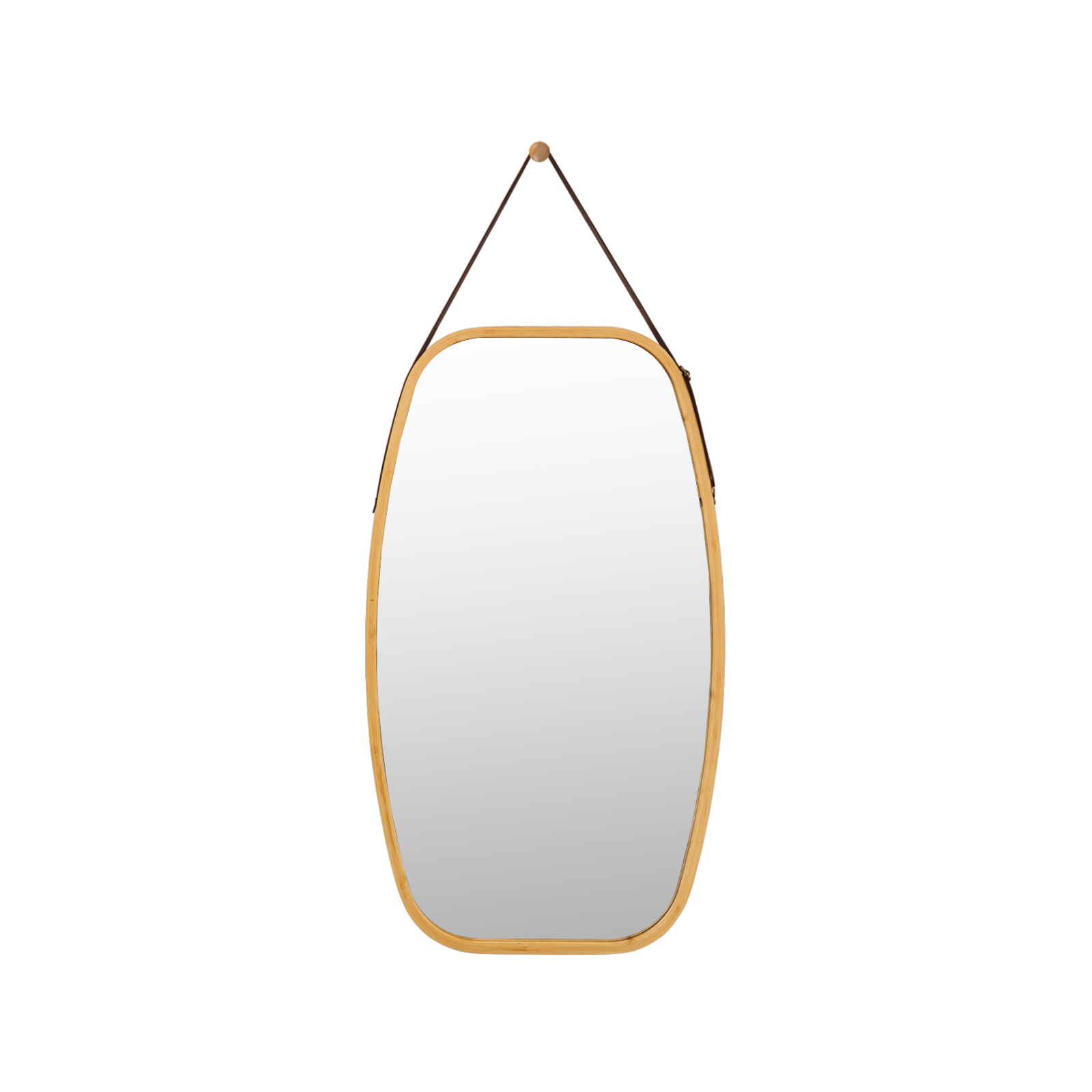 Costway Wall-Mounted Mirror Bamboo Frame w/Hook&Adjustable Strap ...