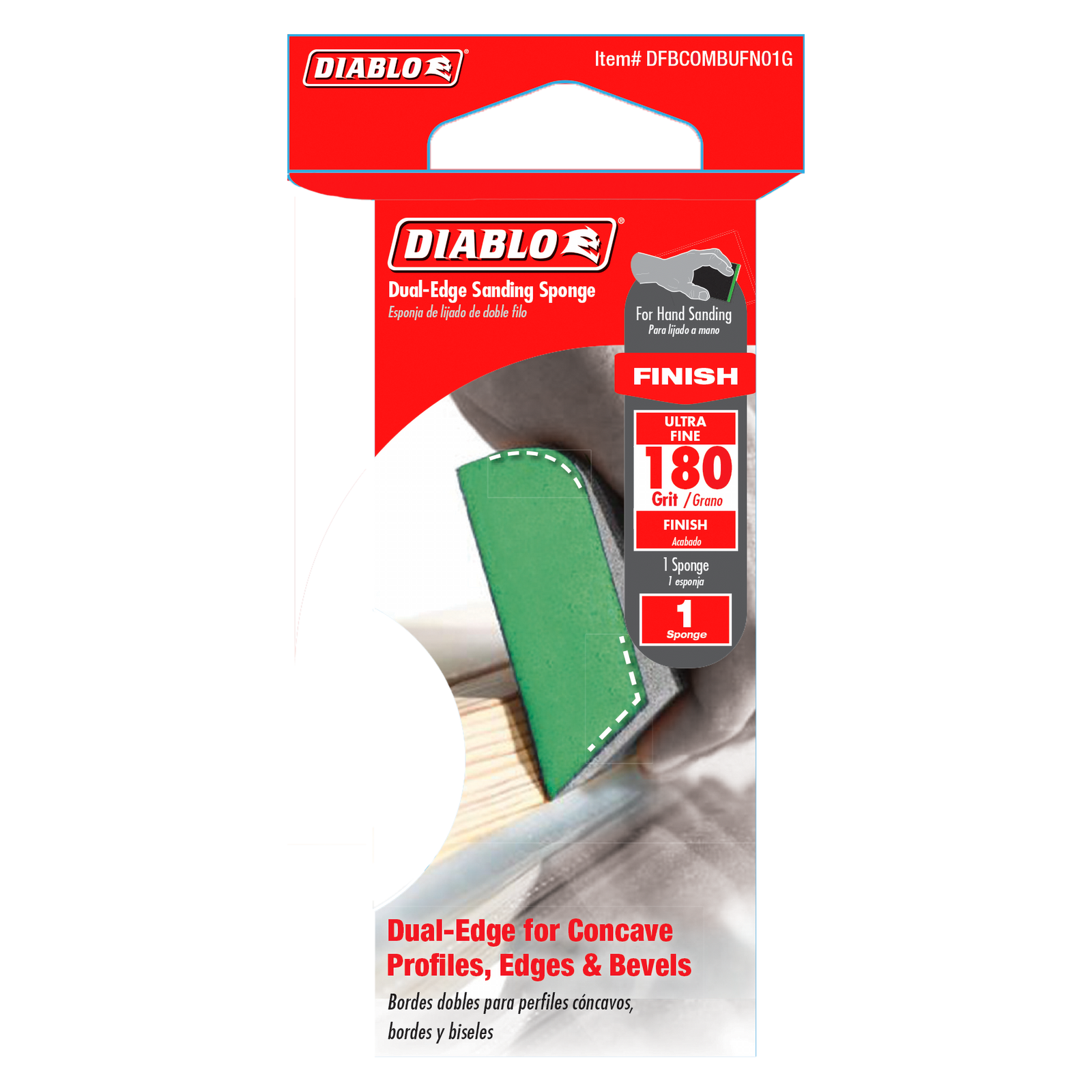 Diablo 180 Grit Dual Edge Finish Sanding Sponge 1 Pack Bunnings New