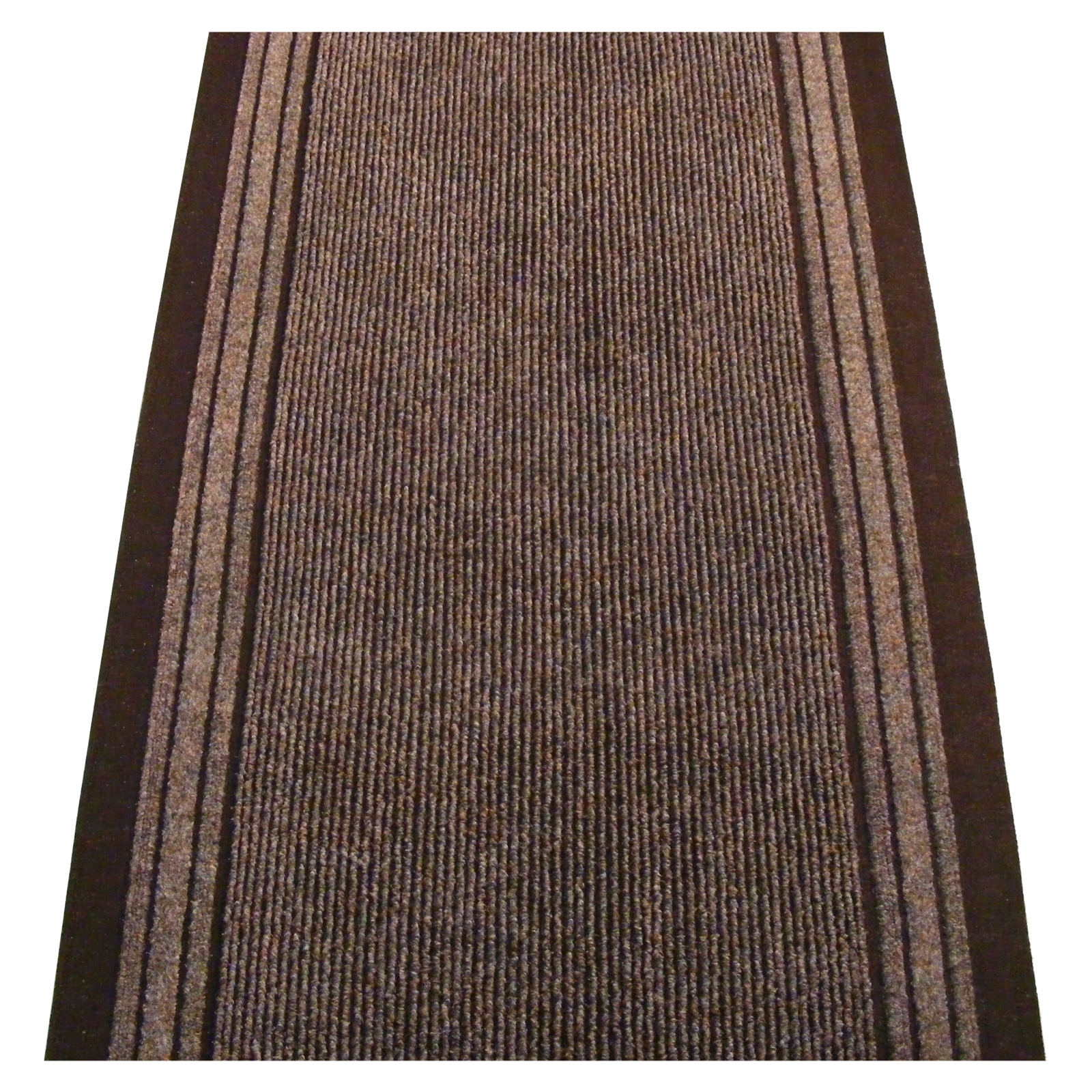 Ideal DIY 67cm Bristol Ribbed Brownborder Carpet Runner - Per Linear Metre